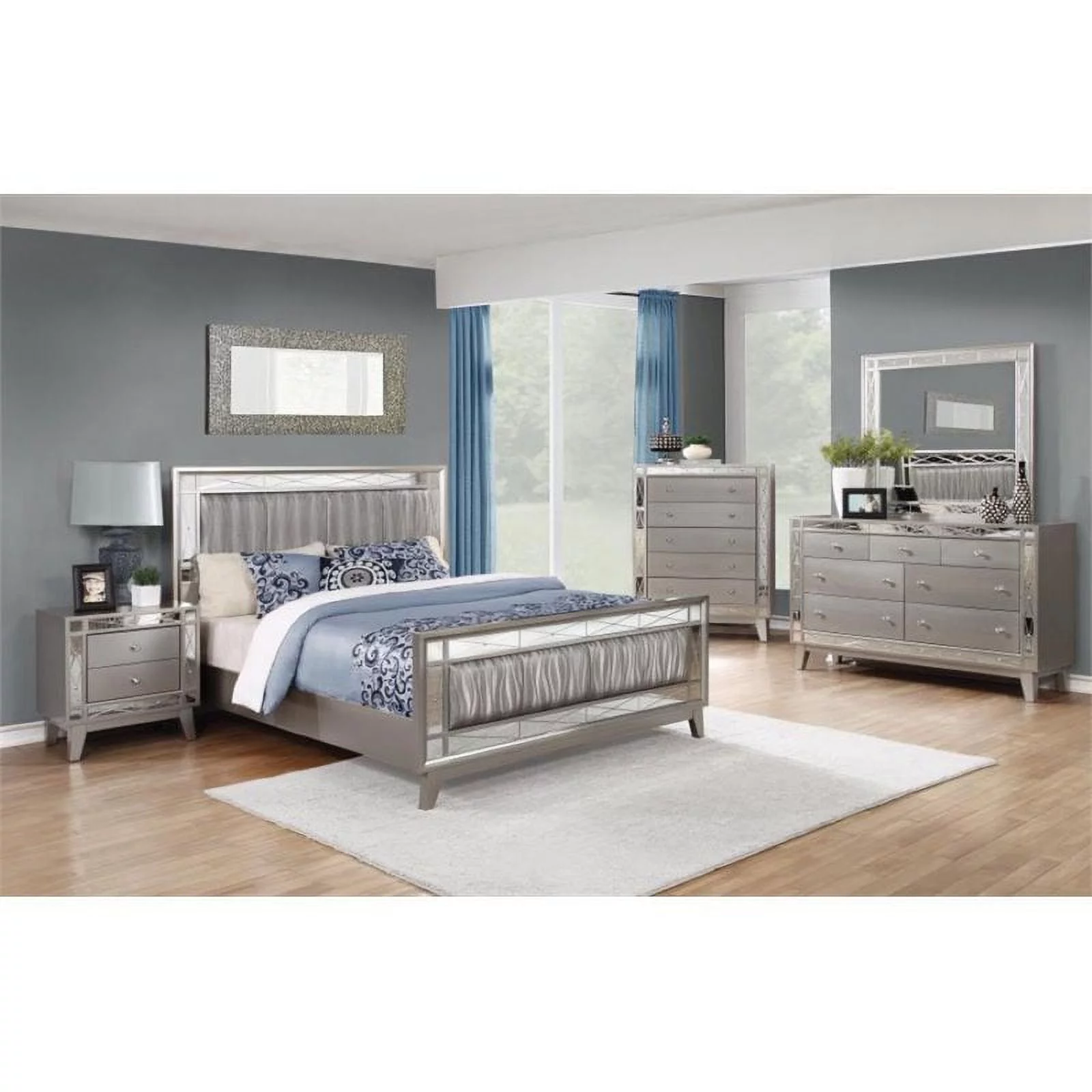 Leighton Bedroom Set Metallic Mercury