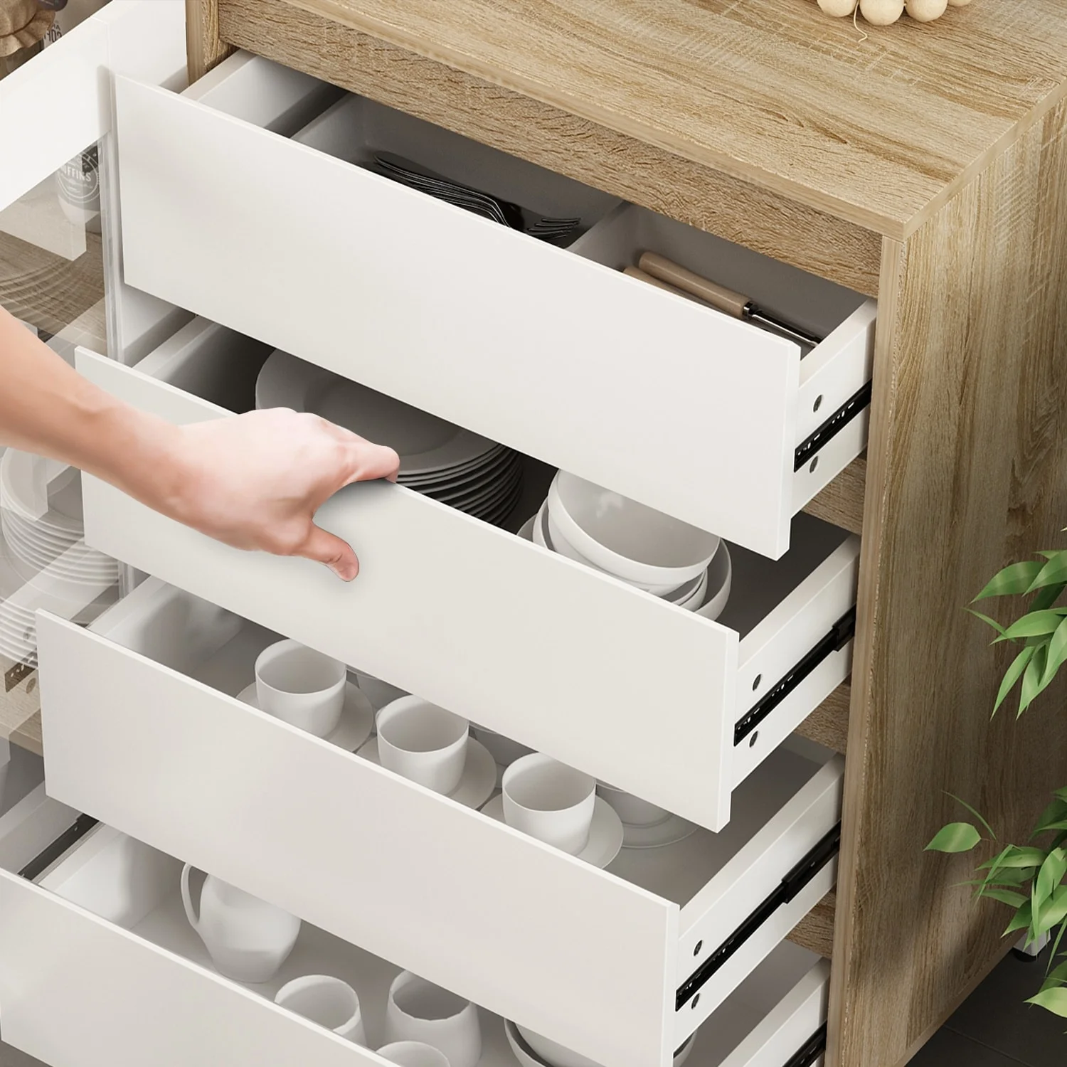 Sideboards and Buffets with Storage Buffet Cabinet Storage Credenzas White/Oak