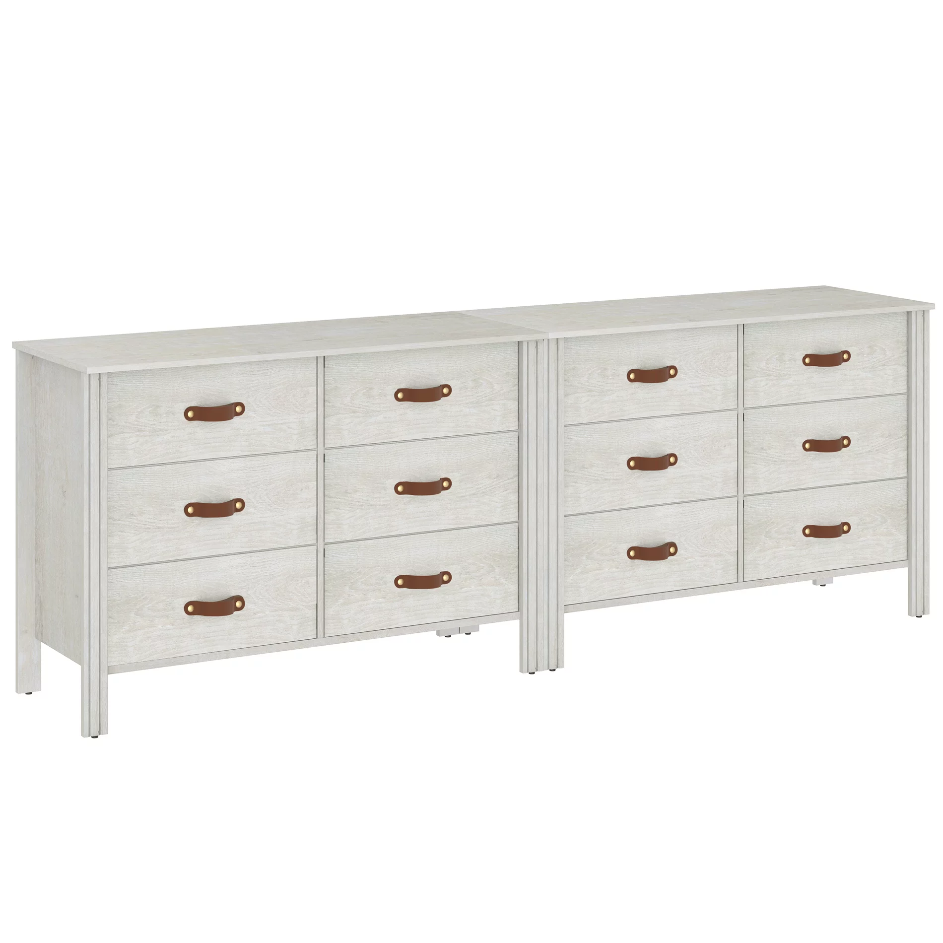 2 PCS White Dresser for Bedroom, Large Wooden Dresser with 12 Drawers, Classic Storage Cabinet for Living Room