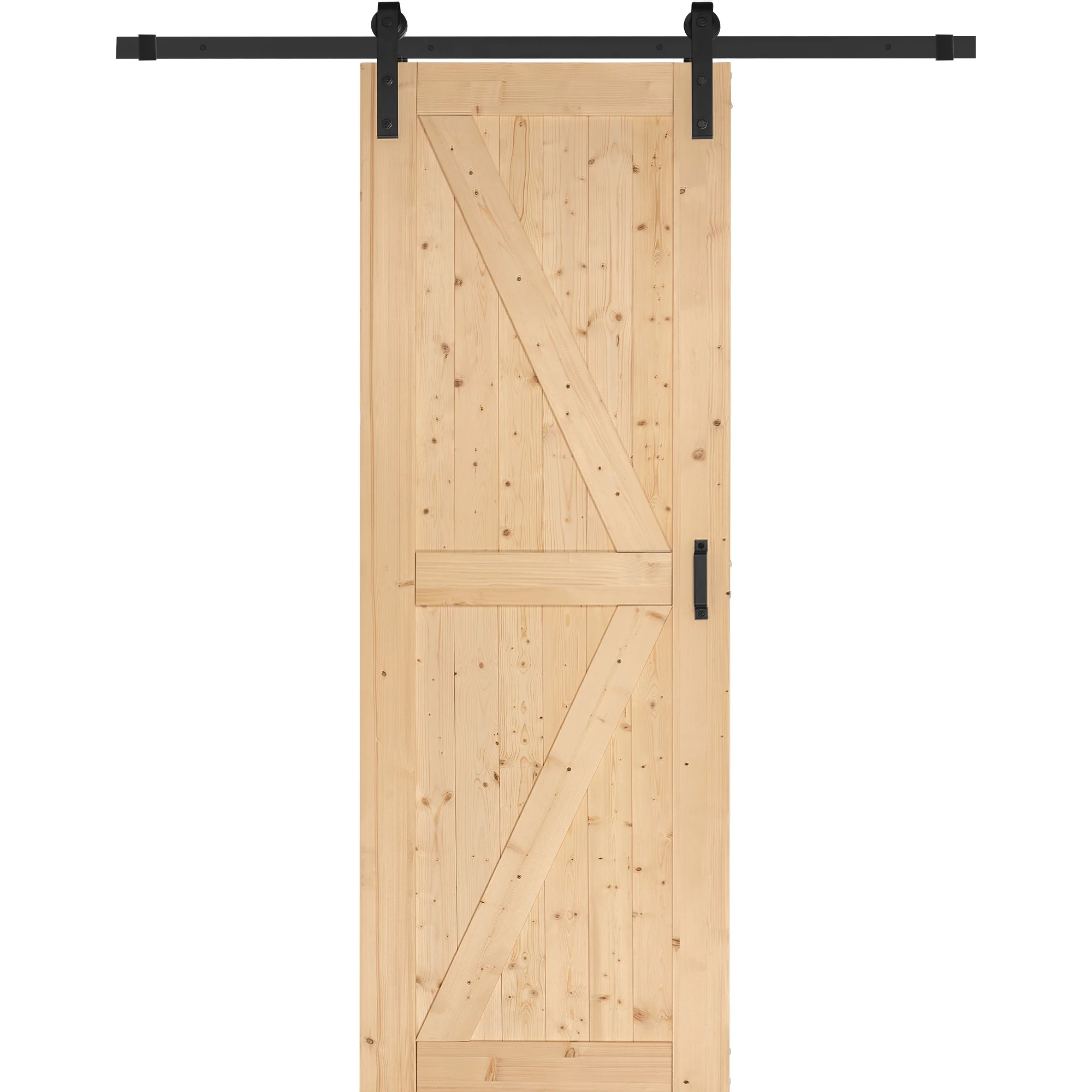 Furmax 84 in. Spruce Sliding Barn Door with All Hardware Kits