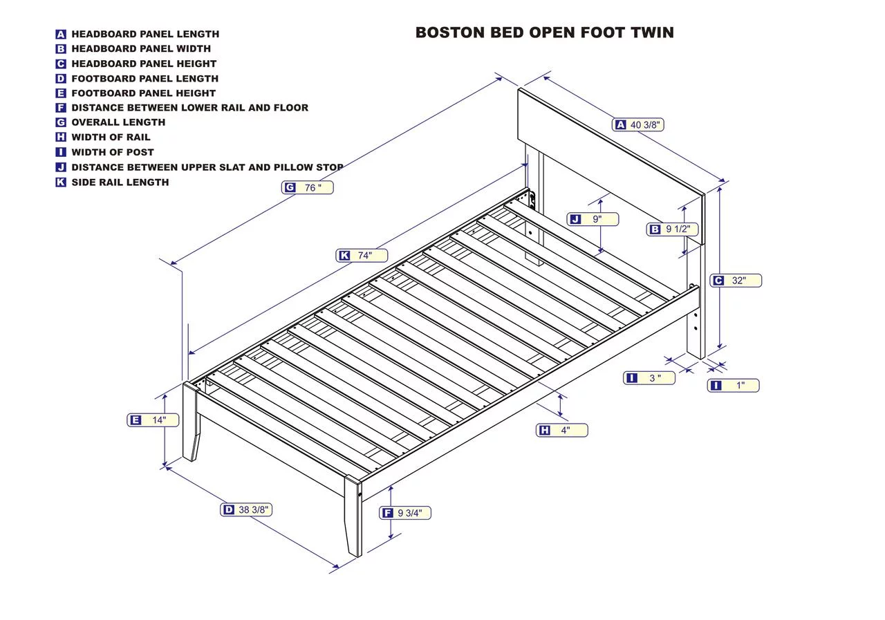 Boston Twin Bed in Walnut