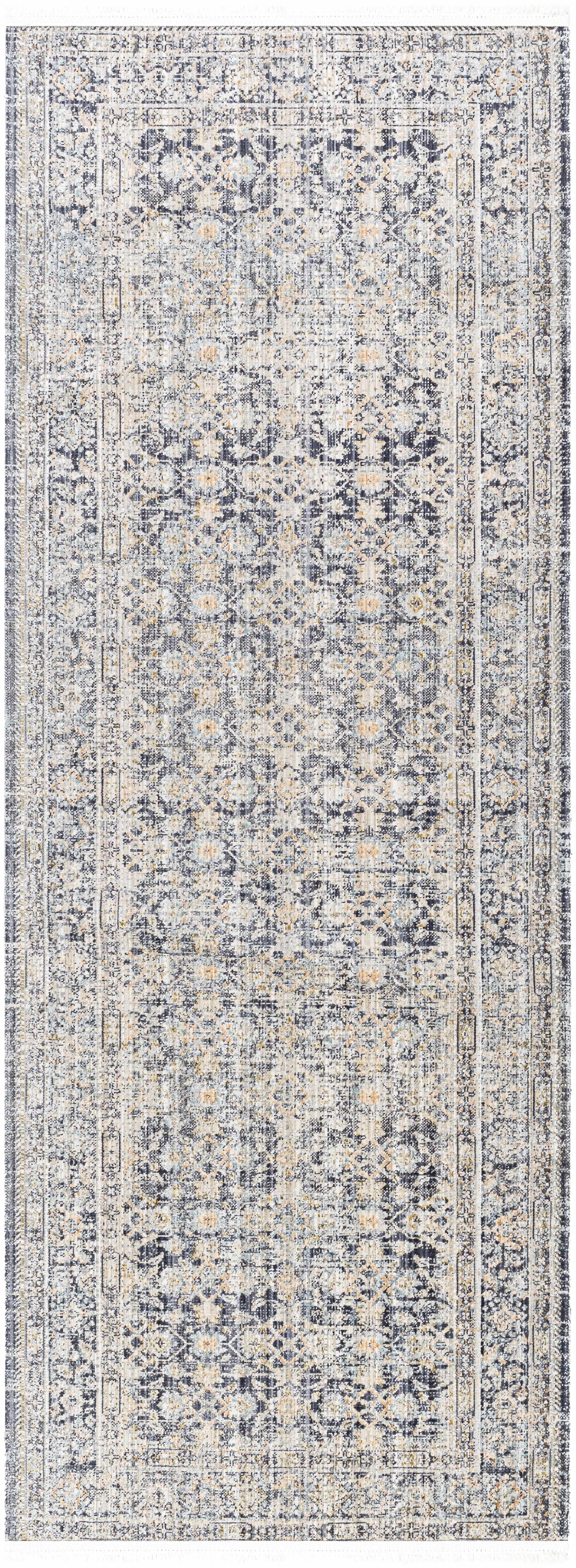 Hauteloom Kylan Hallway, Kitchen Machine Washable Patio Outdoor Runner Rug - Farmhouse - Taupe,Black,Charcoal - 2'7