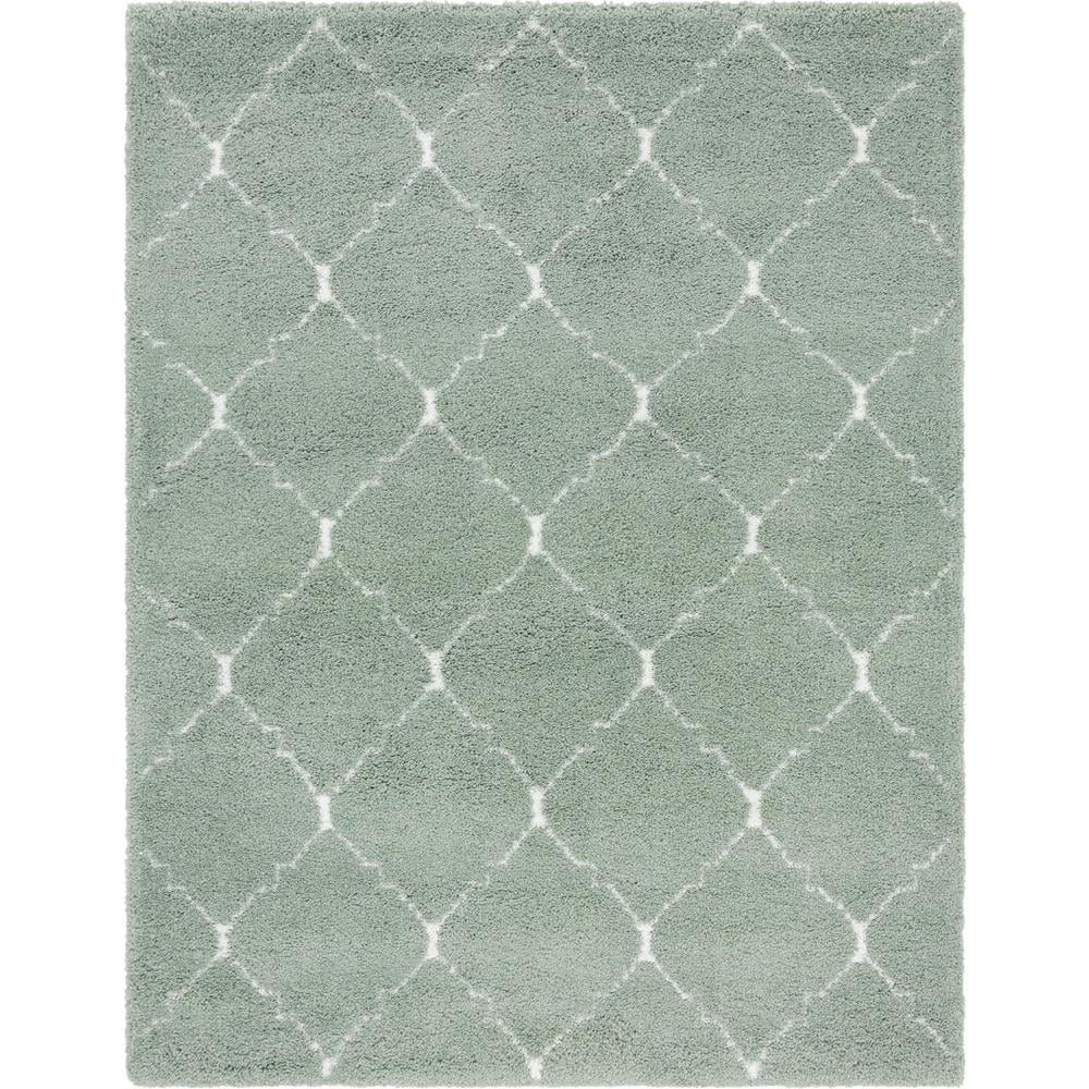 Unique Loom Fractured Rabat Shag Rug Light Green/Ivory 7' 10