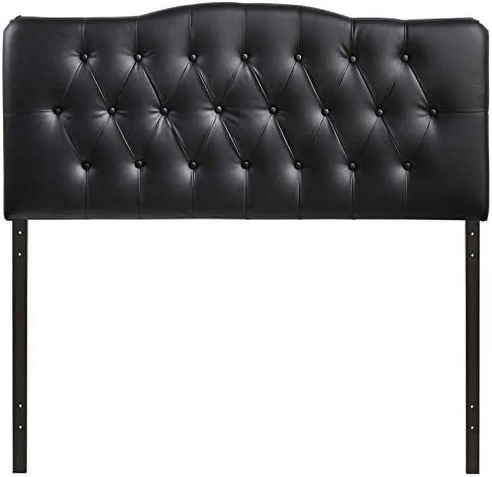 KHBIULIFE Annabel Tufted Button Faux Leather Upholstered Full Headboard in White