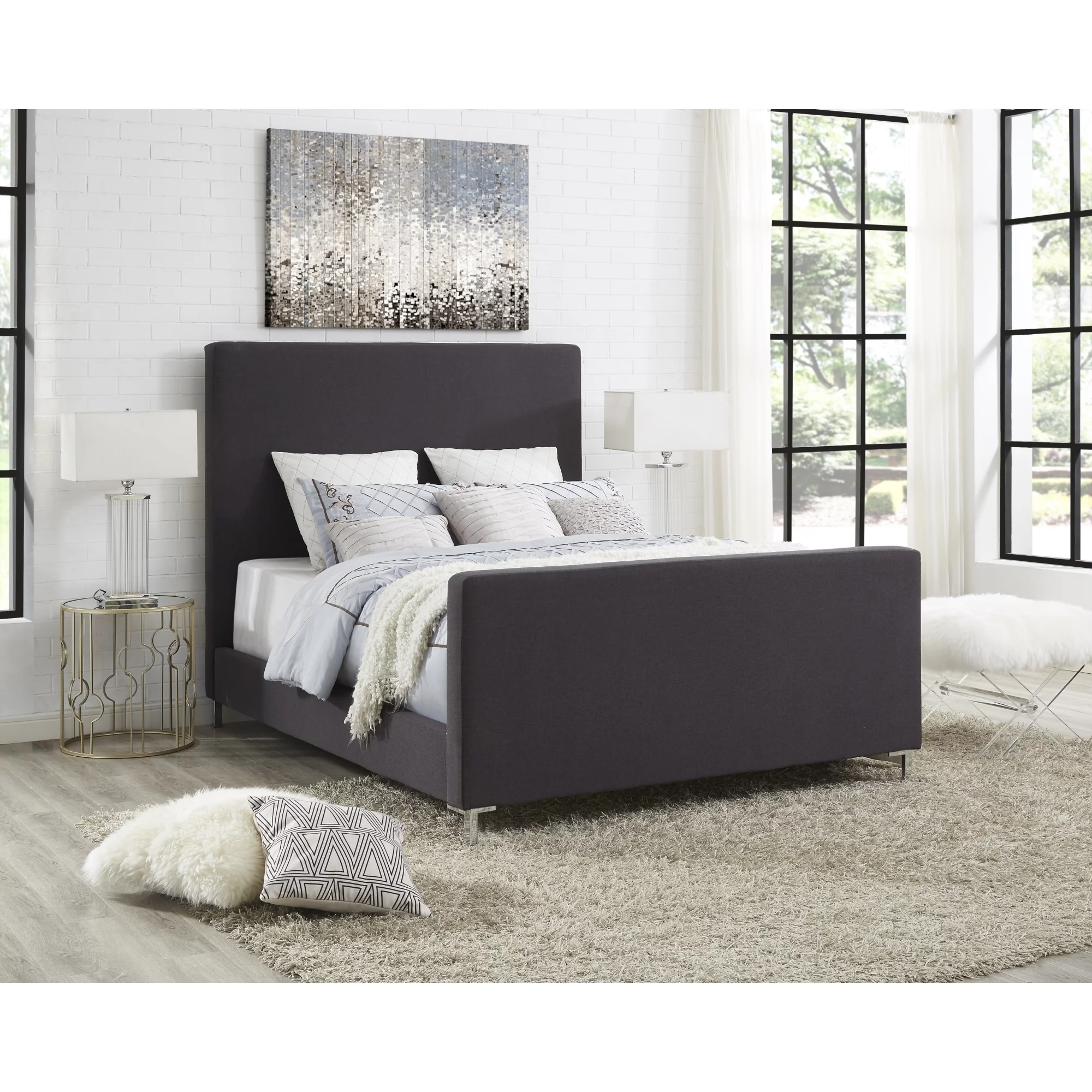 Kynthia Linen Bedframe-Queen or King-Upholstered-Modern and Contemporary-Inspired Home