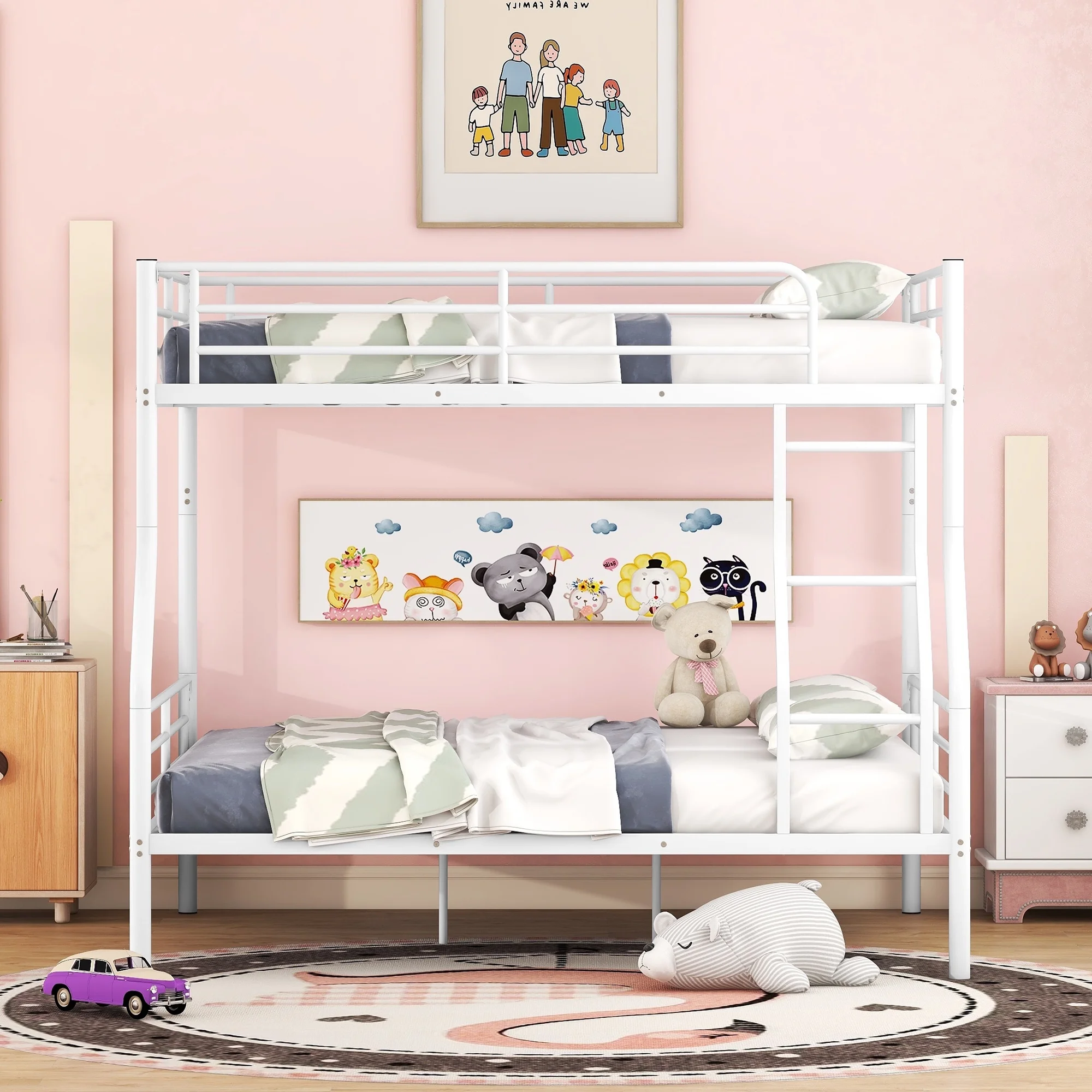 CoSoTower Full XL Over Queen Metal Bunk Bed, White