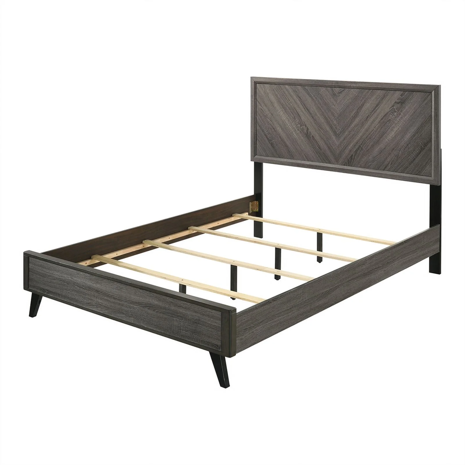 FOA Hean 5pc Gray Wood Bedroom Set - King + 2 Nightstands + Dresser + Mirror