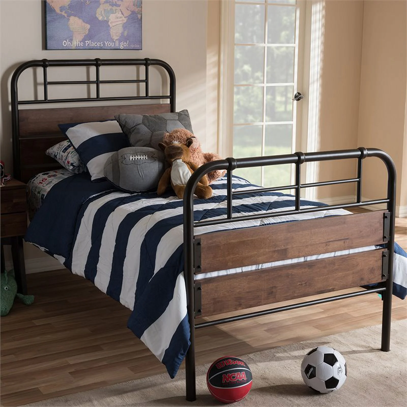Bowery Hill Twin Platform Bed in Brown and Black