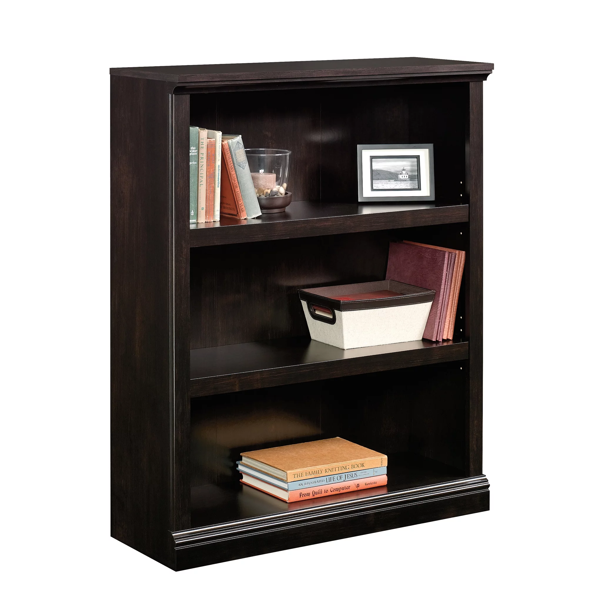 Sauder Select 3 - Shelf Bookcase, Estate Black