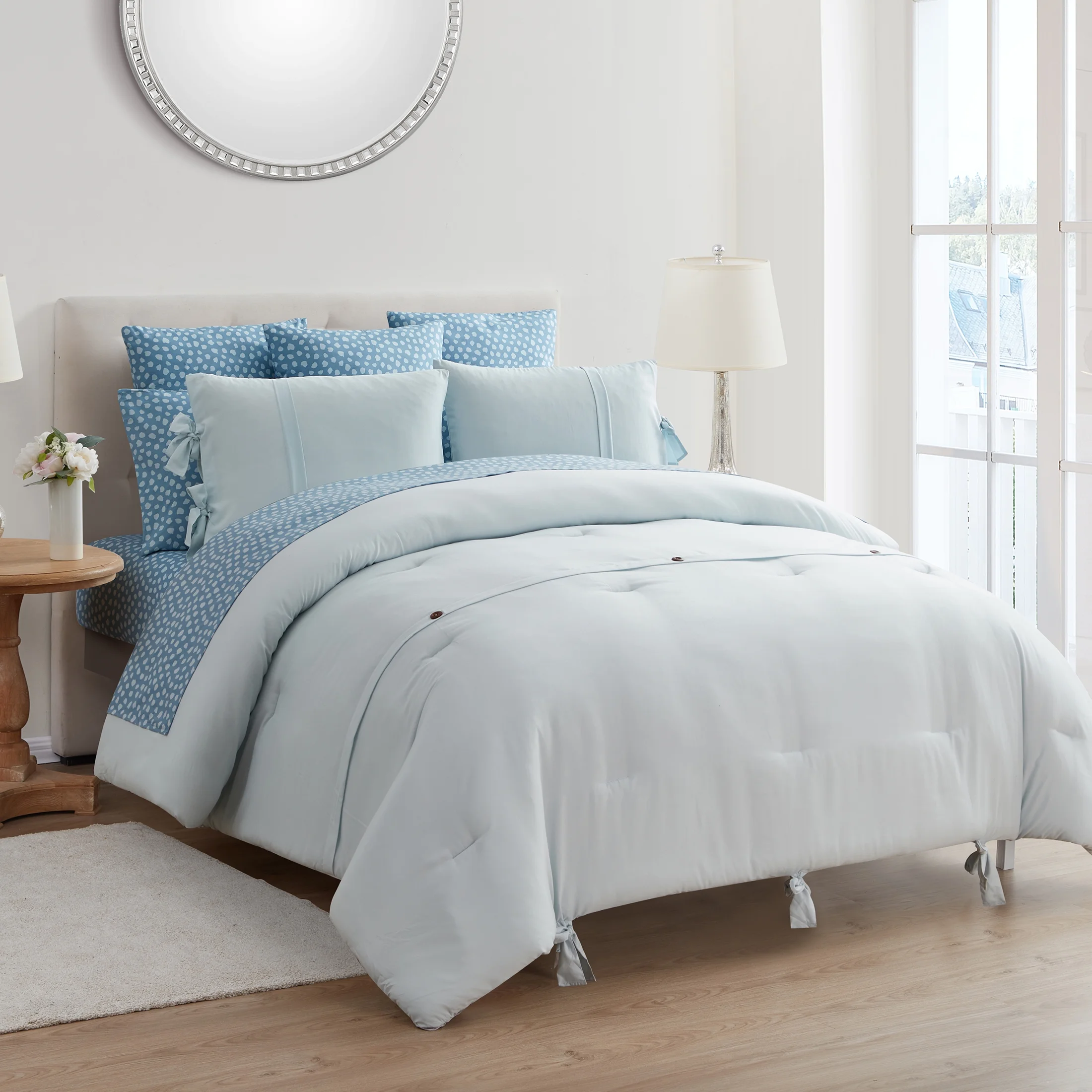 My Texas House Serena 10-Piece Light Blue Solid Bed in a Bag, King