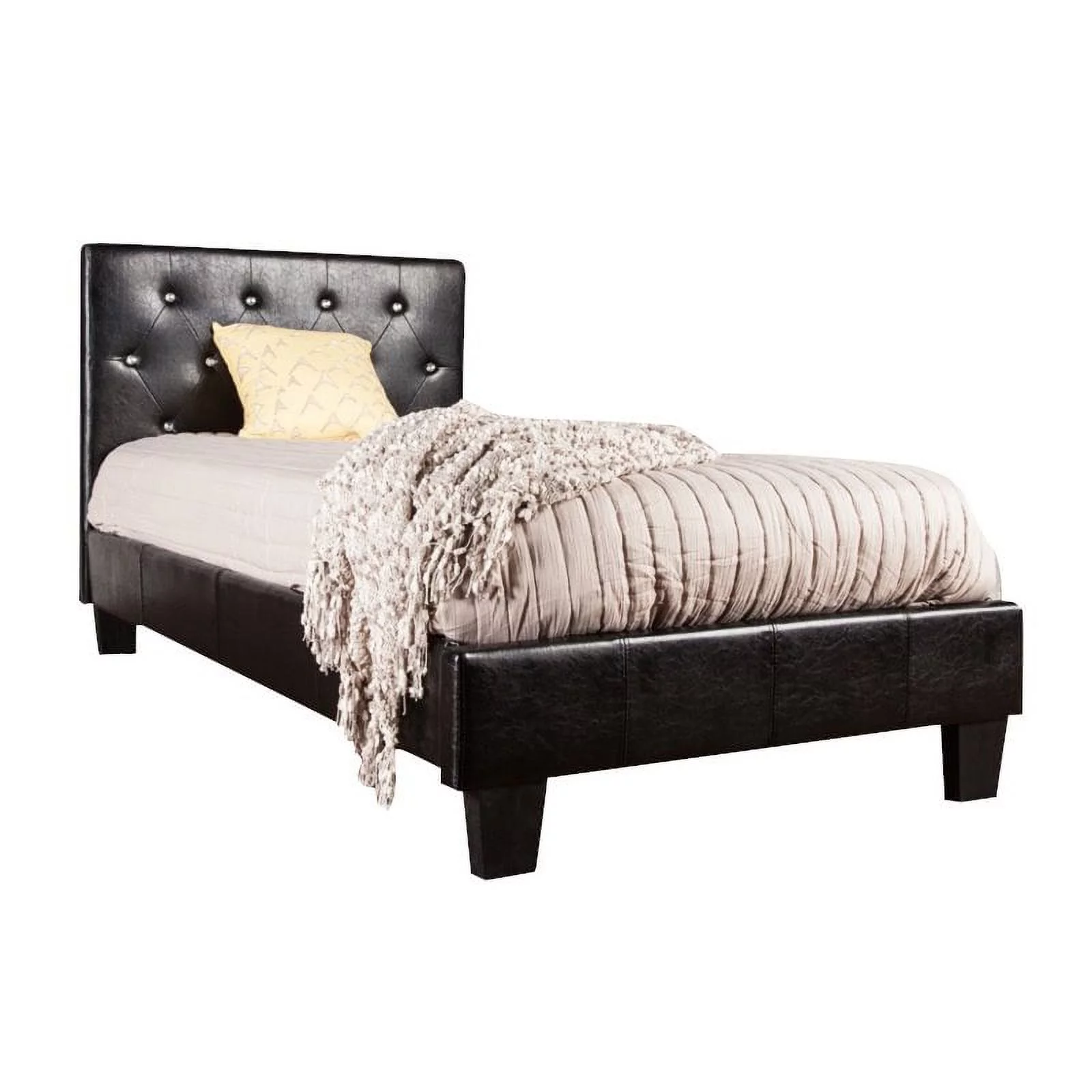 Furniture of America Kylen Faux Leather Queen Platform Bed in Black