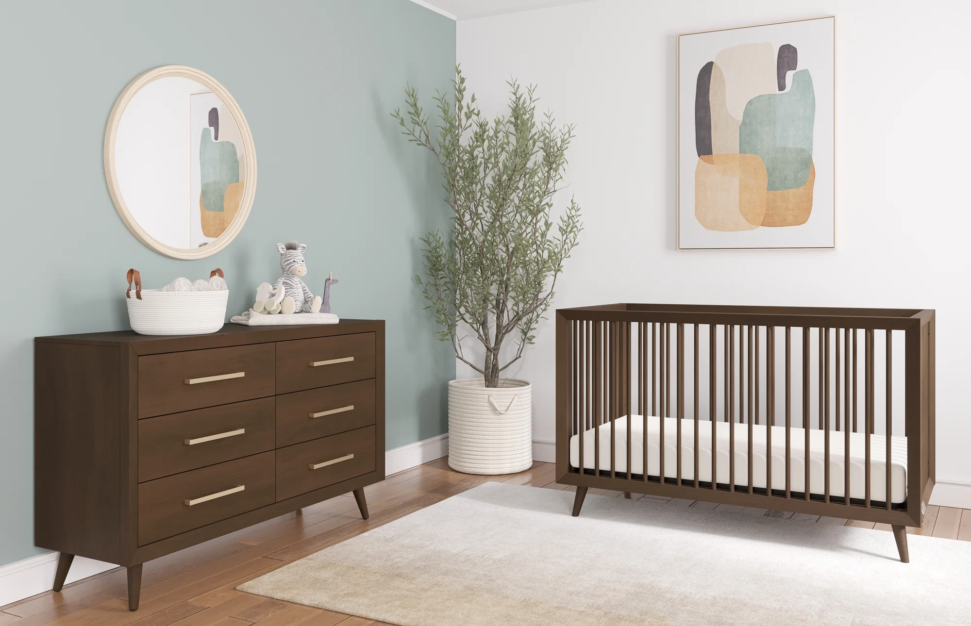 Child Craft Cranbrook 2-Piece Nursery Set, Includes 4-in-1 Convertible Crib and 6-Drawer Double Dresser (Toasted Chestnut)