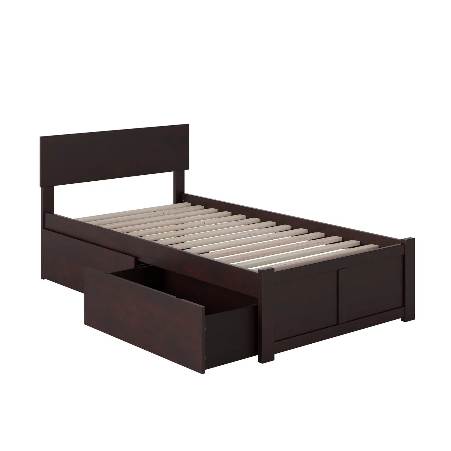 AFI Orlando Twin XL Platform Bed and Footboard with 2 Drawers in Espresso
