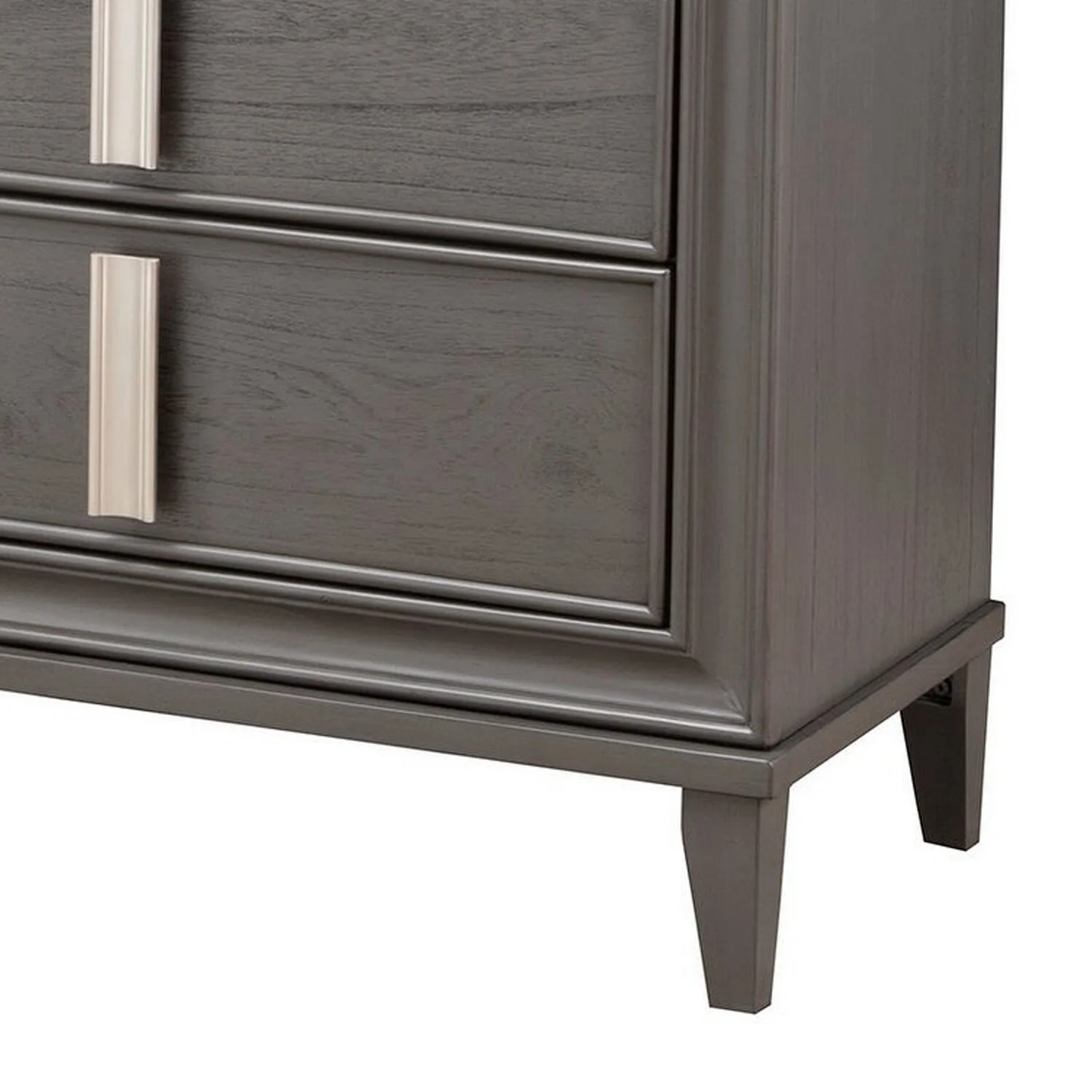 6 Drawer Transitional Style Wood Dresser with Metal Pulls Gray