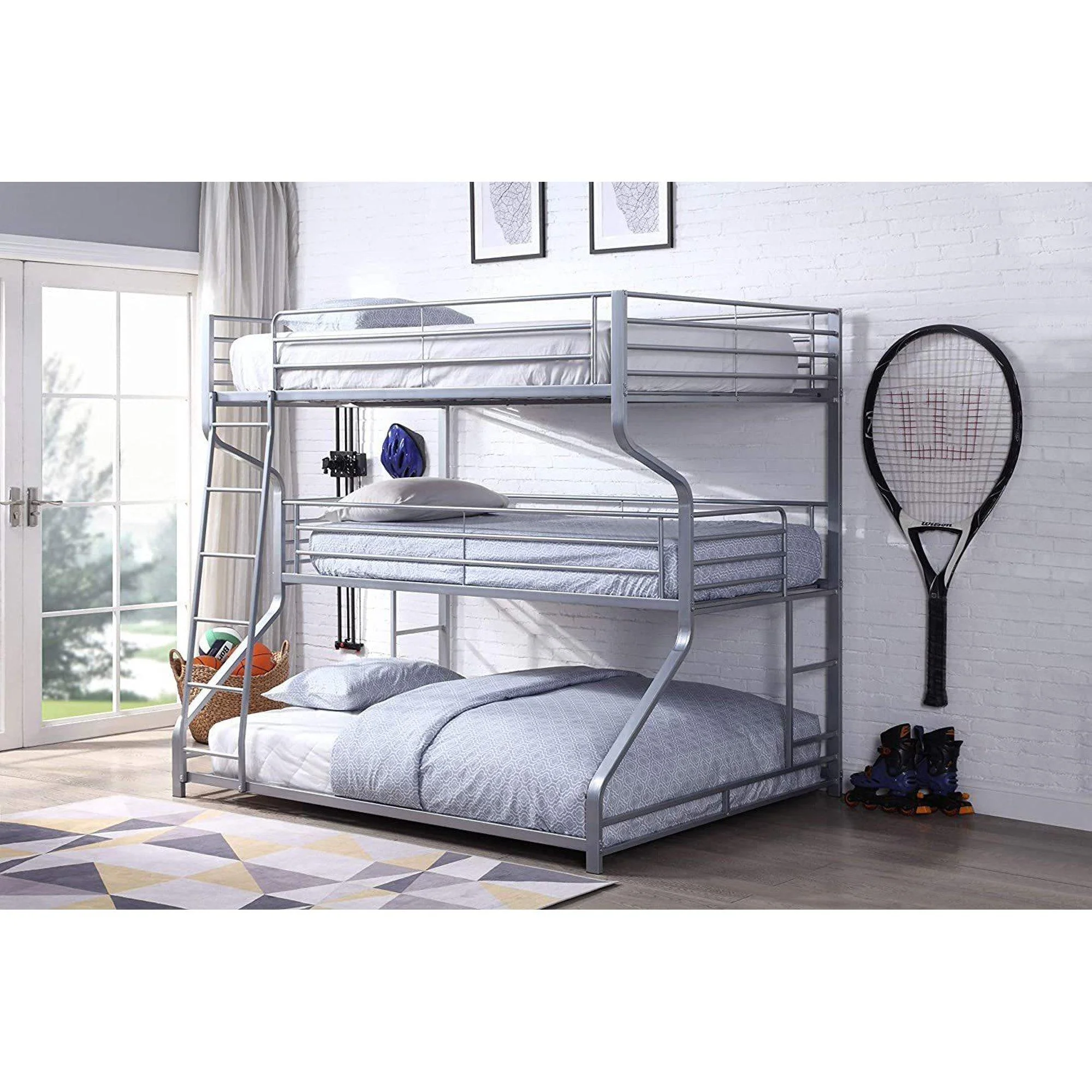 Silver Triple Bunk Bed - Twin/Full/Queen Acme Caius II 37790
