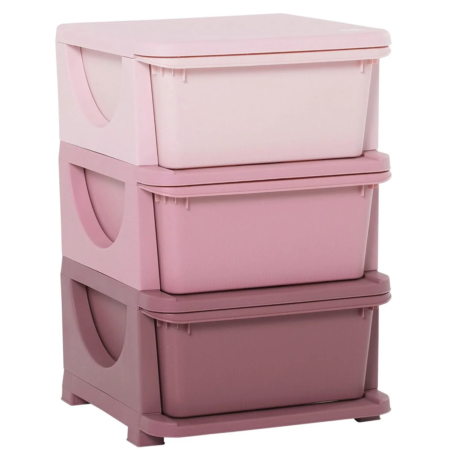 Kids Storage Unit Dresser Tower with 3 Drawers, Furniture Storage Chest Tower Unit for Bedroom, Hallway, Closet, Office Organization for Boys Girls Toddlers (Pink)