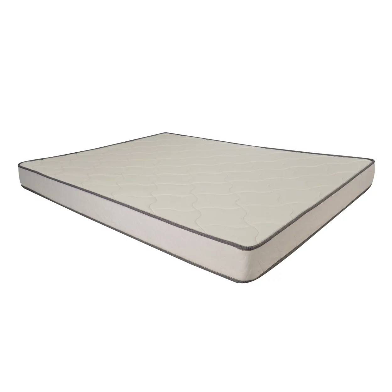 Gem 6 Inch Full Mattress, Premium PU Foam, Pocket Coils, Tricot Fabric- Saltoro Sherpi