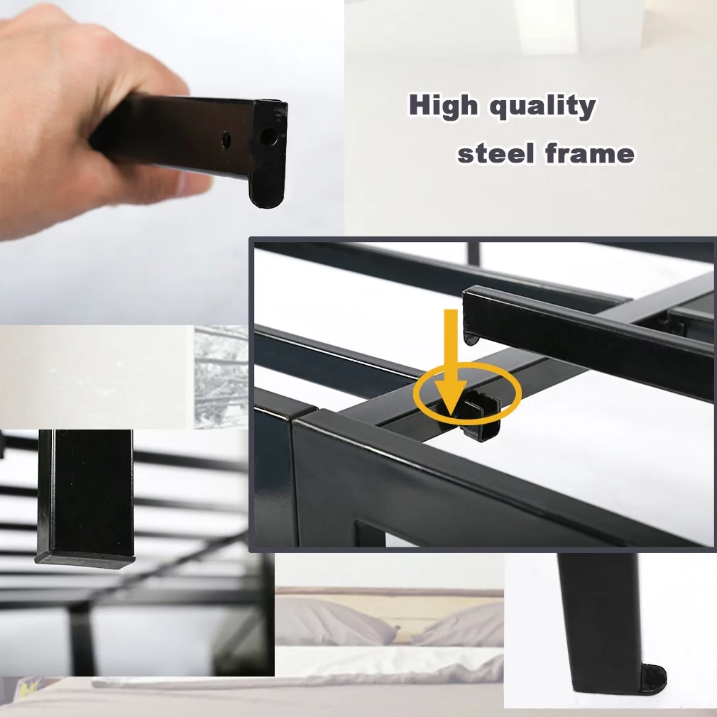 Platform Bed Frame Full Metal Base Mattress Foundation Frame 14 Inch Portable Heavy Duty Steel Replaces Box Spring with Black