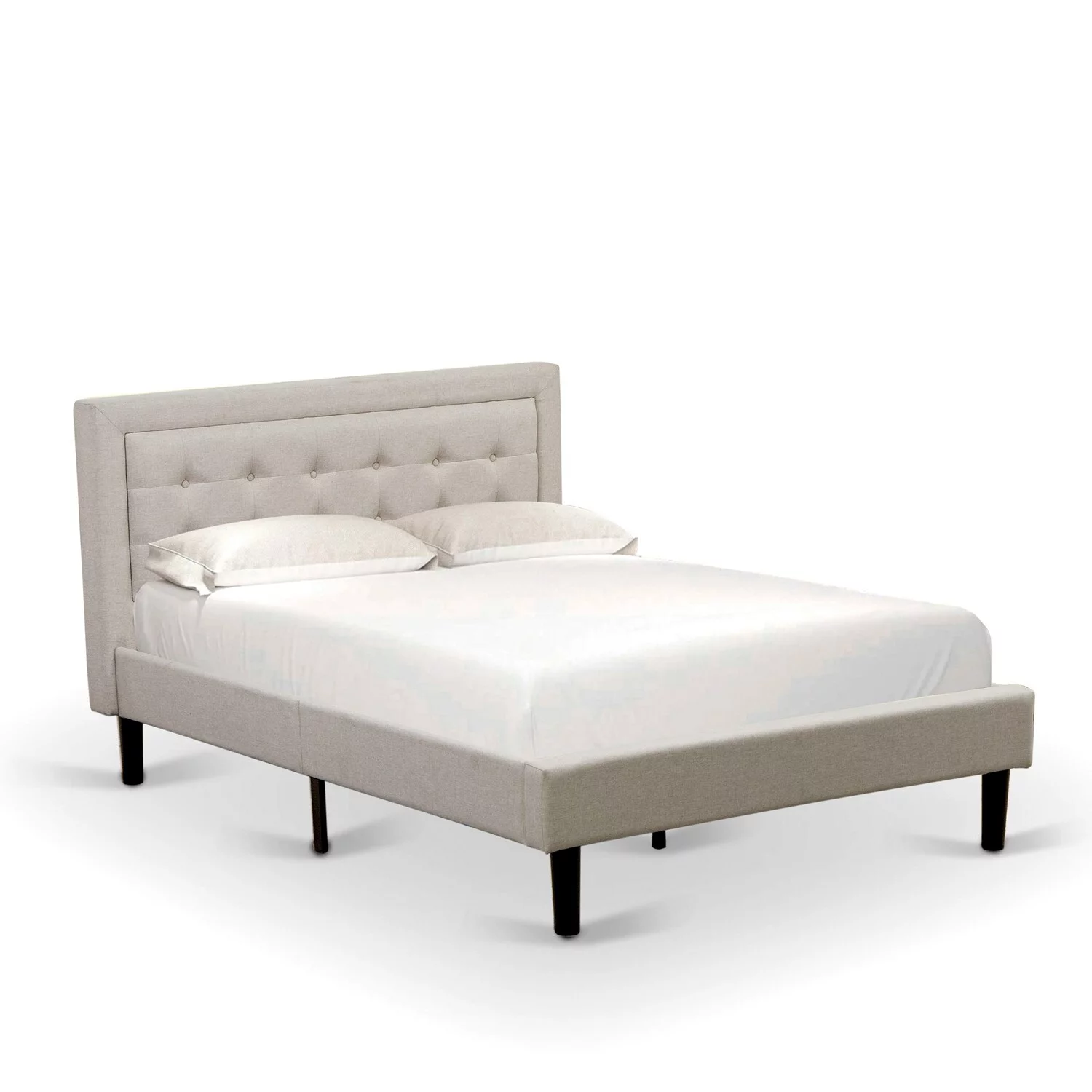 East West Furniture 2-piece Wood Fannin Full Bedroom Set in Black/Mist Beige