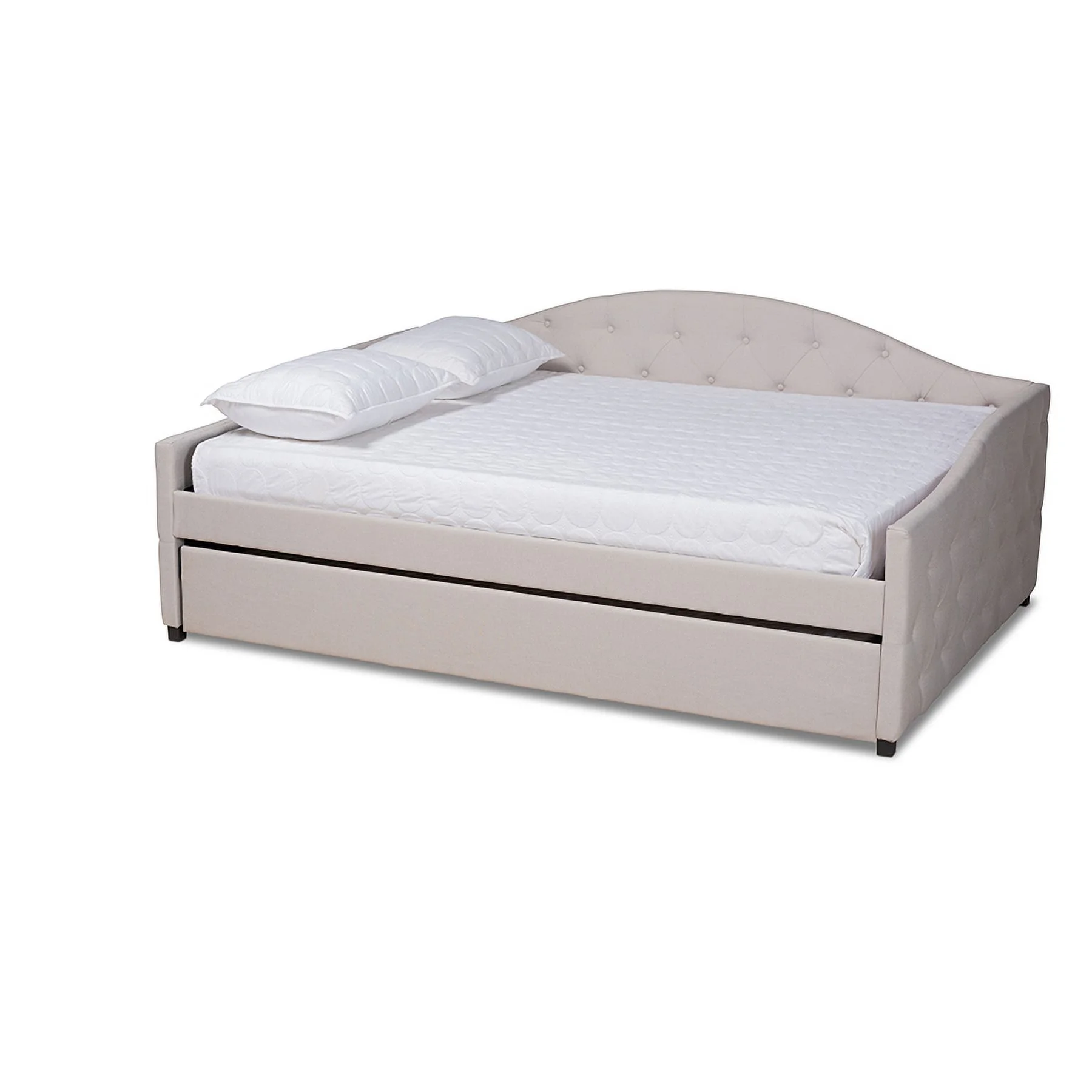 Baxton Studio Becker Modern and Contemporary Transitional Beige Fabric Upholstered Full Size Daybed with Trundle