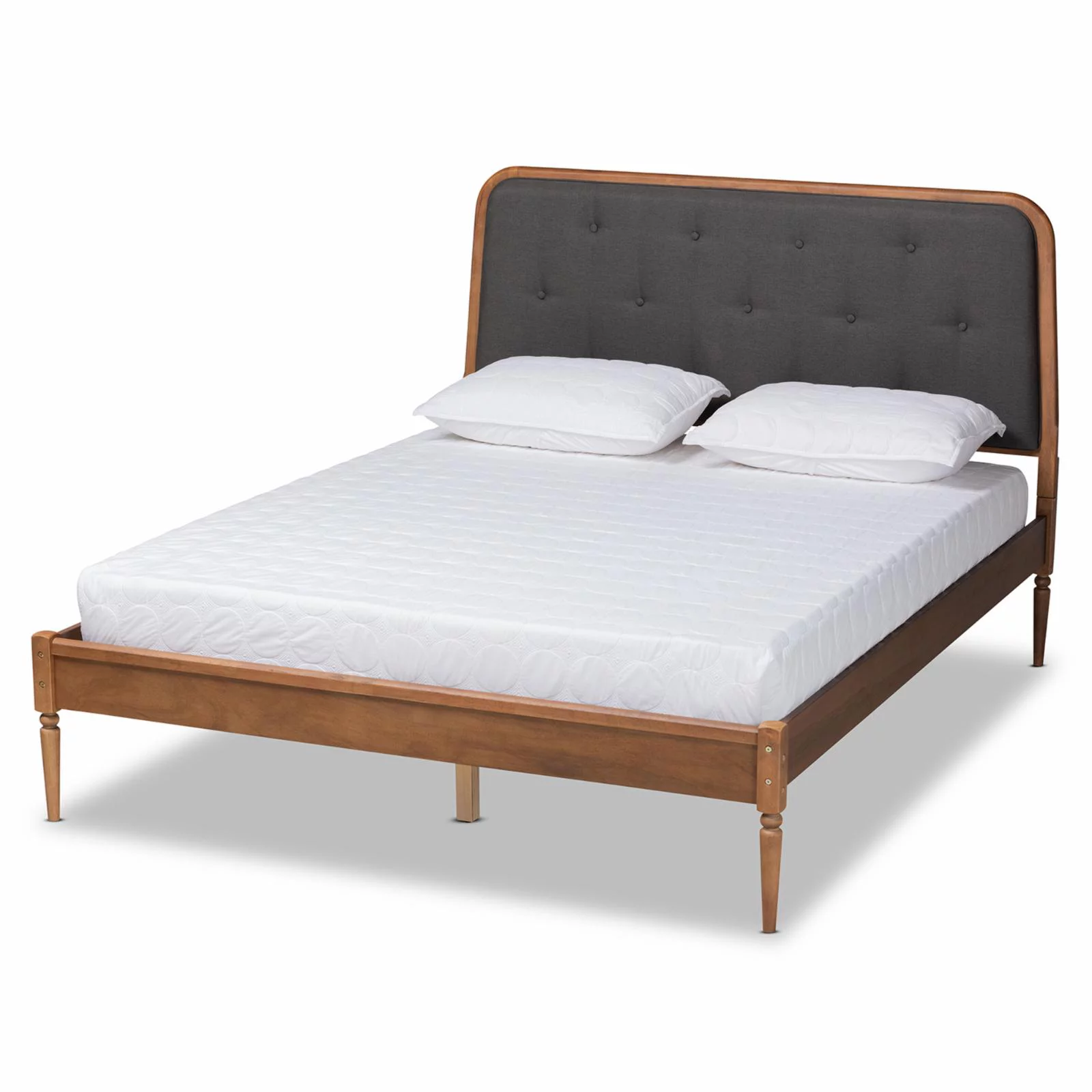 Baxton Studio Diantha Dark Grey and Brown Finished Wood King Size Platform Bed
