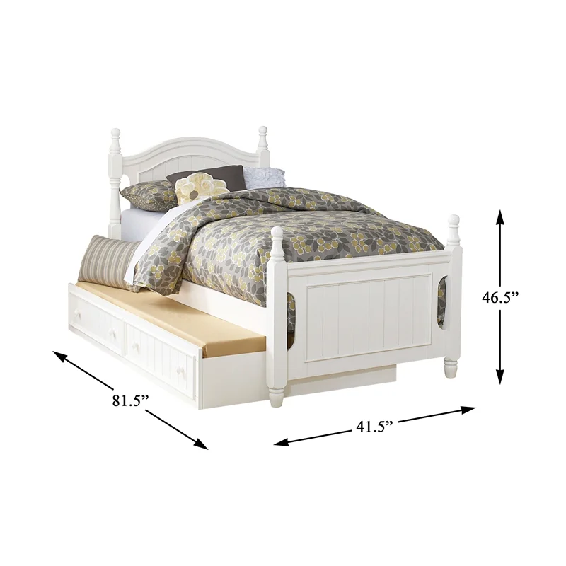 Lexicon Traditional Wood MDF Board Twin Platform Bed with Twin Trundle in White