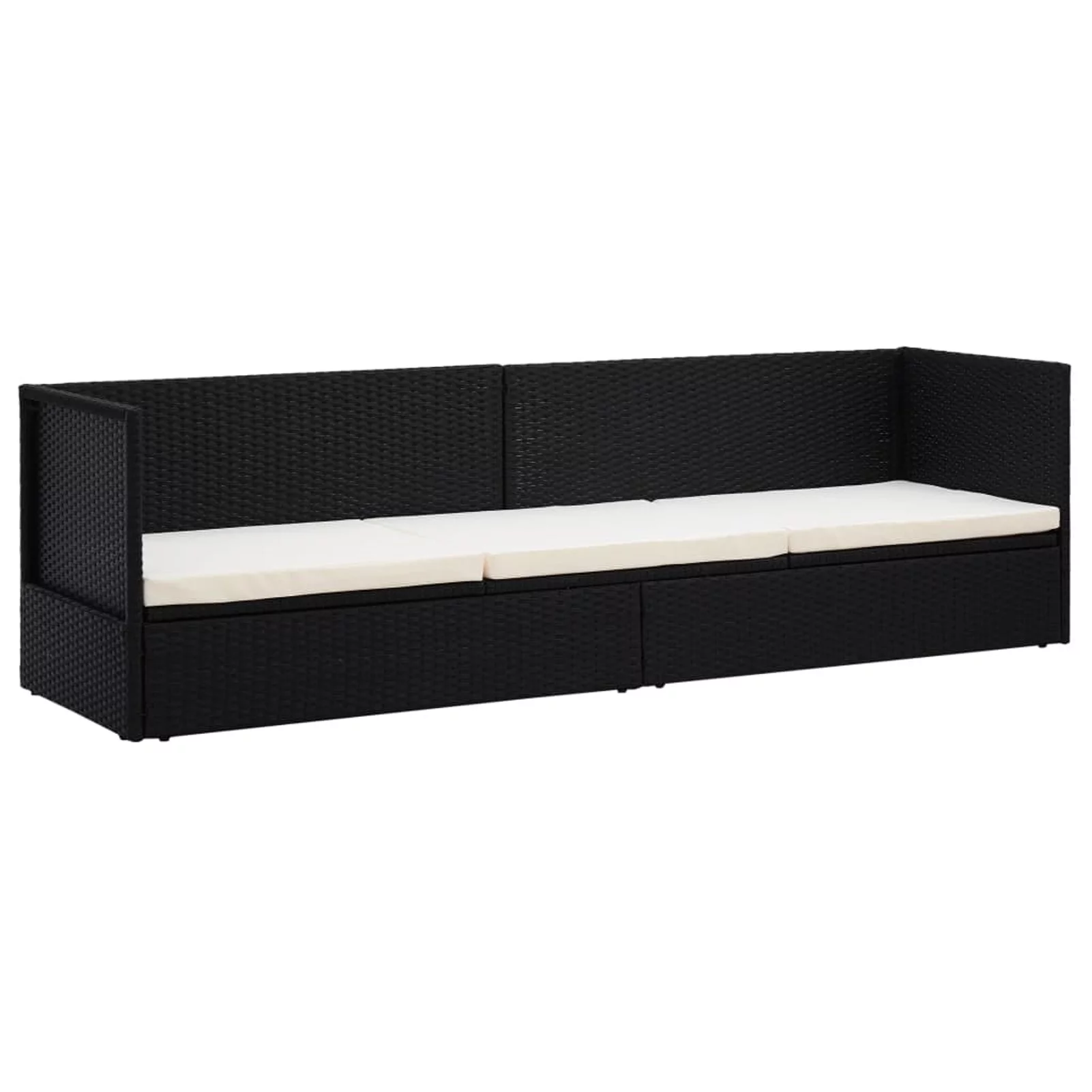 Outdoor Bed with Cushion & Pillows Poly Rattan Black