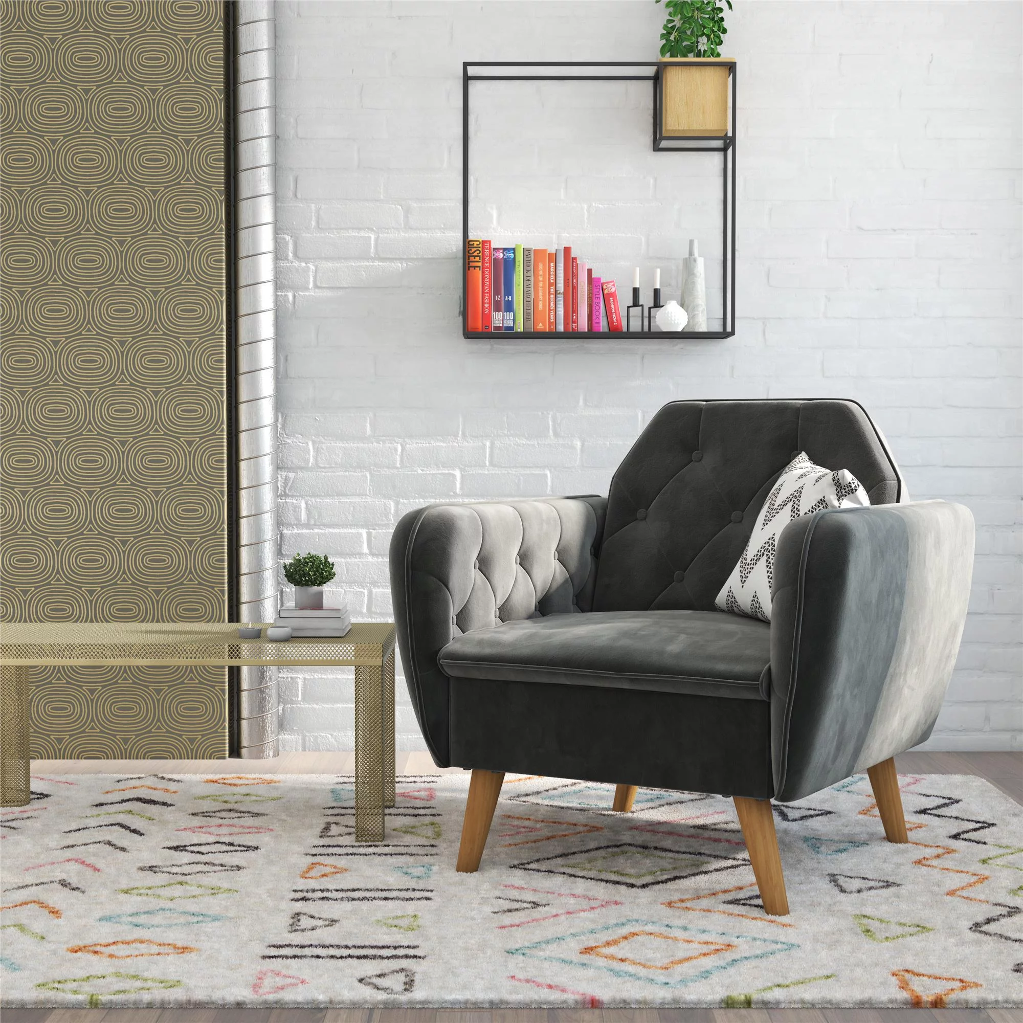 Novogratz Teresa Memory Foam Accent Chair, Gray Velvet