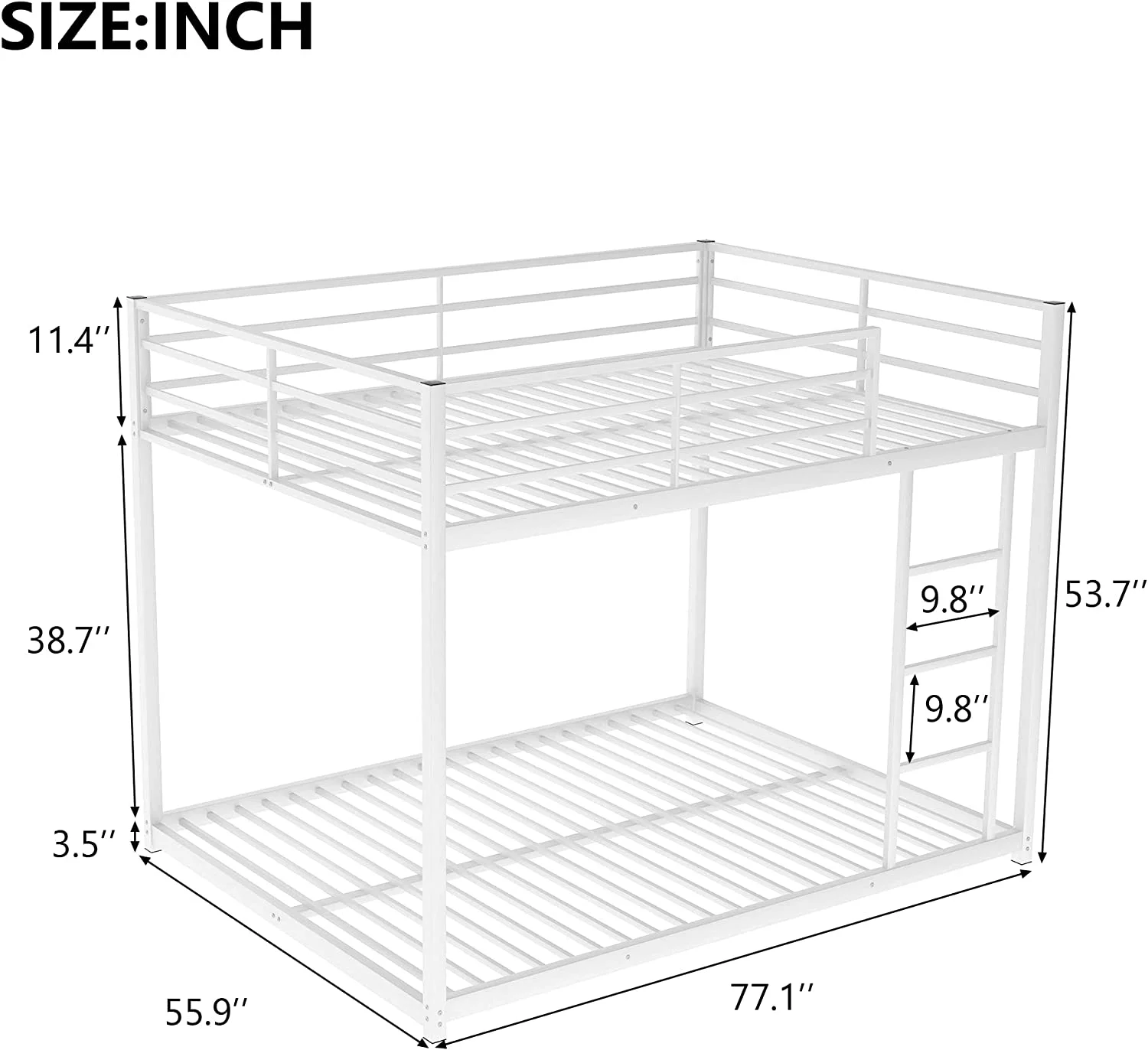Metal Bunk Beds For Kids,Full Over Full Bunk Beds Low Profile, No Box Spring Needed