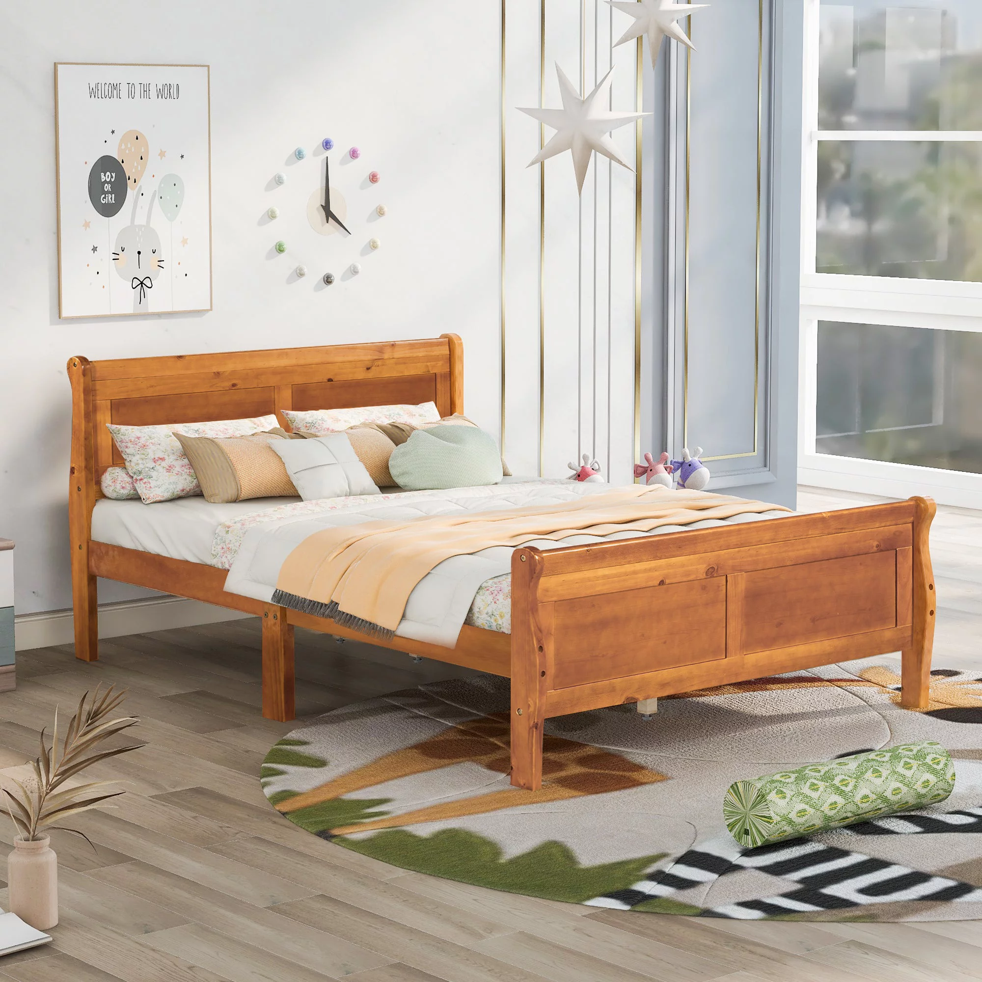 Urban Fusion Full Size Wood Platform Bed - Oak