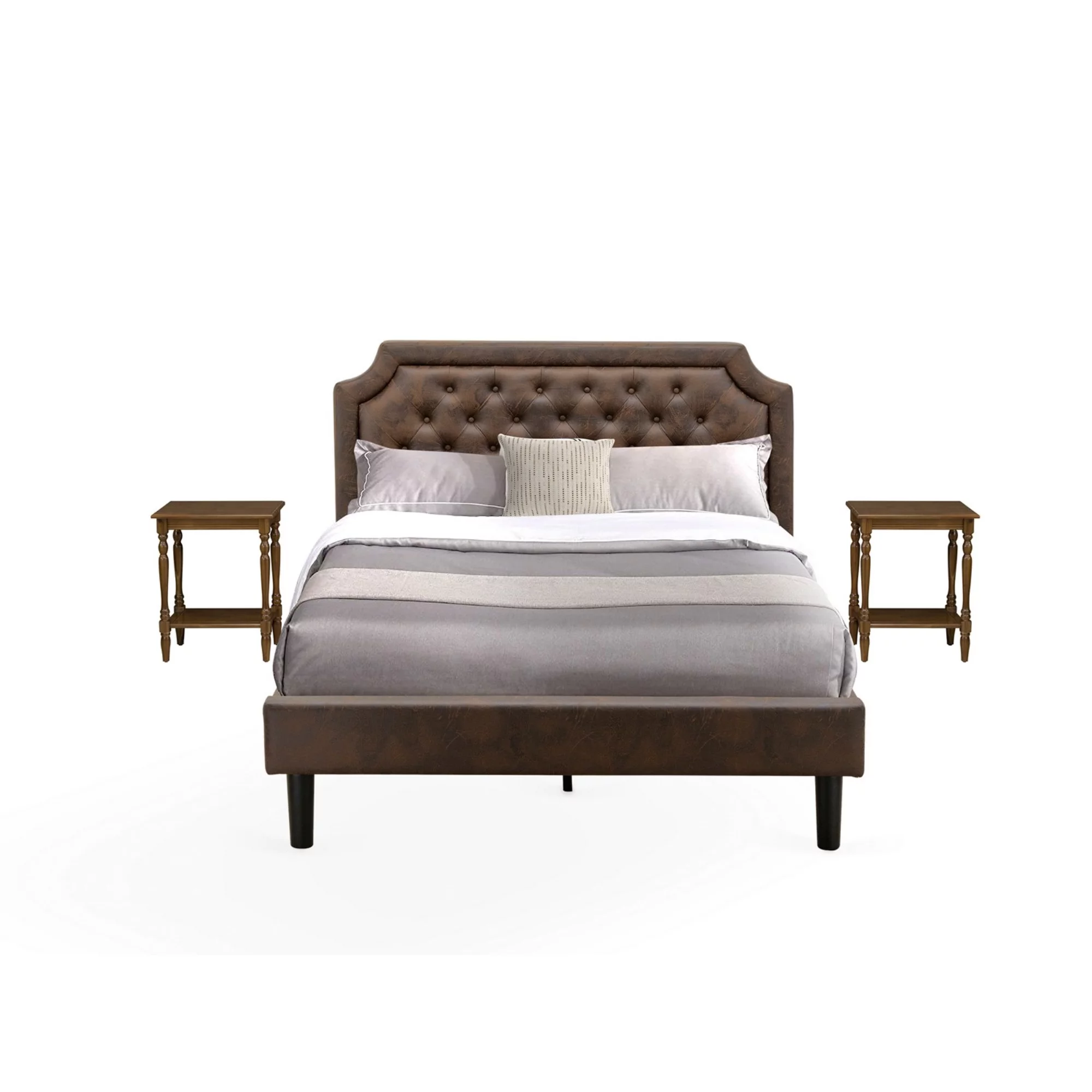 East West Furniture Granbury 3-Piece Wooden Queen Bedroom Set in Dark Brown