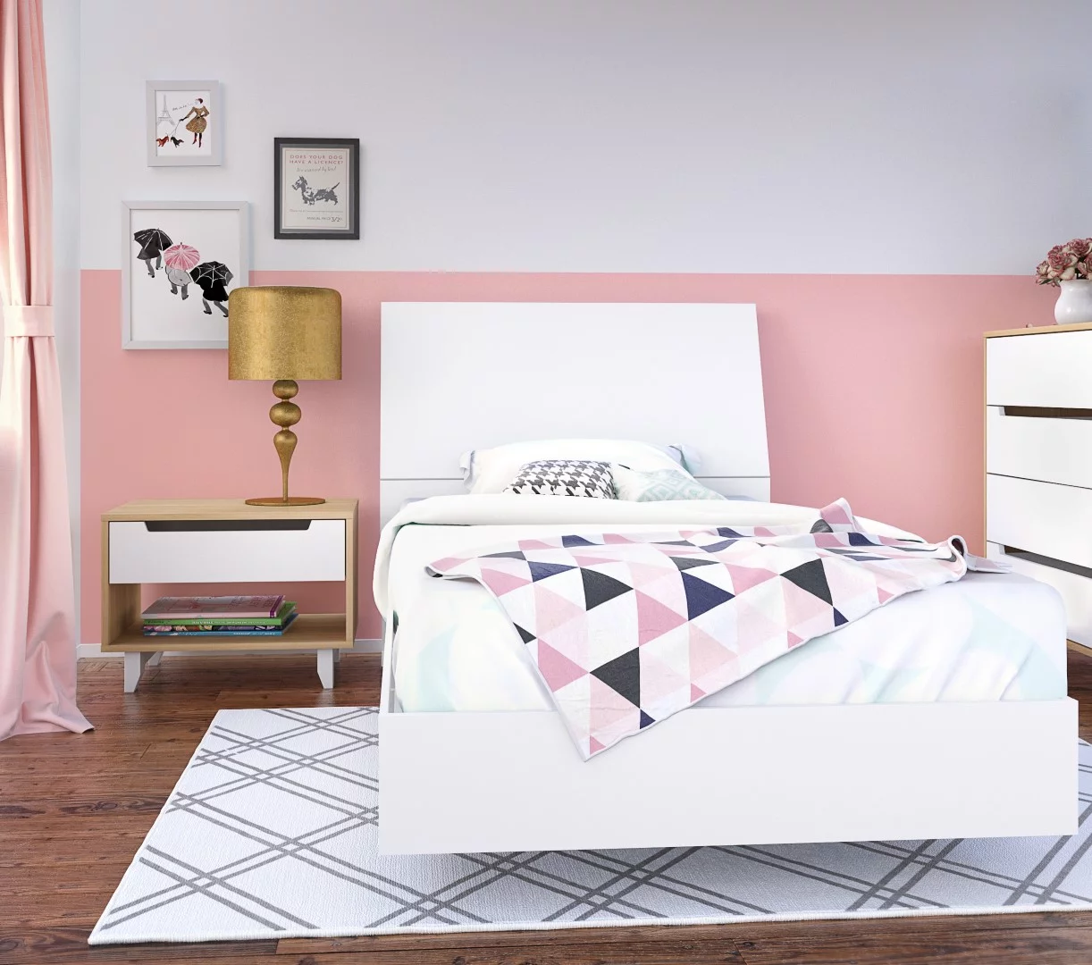 Nexera Nordik Twin Size Bed BUNDLE #400723-Size:Twin