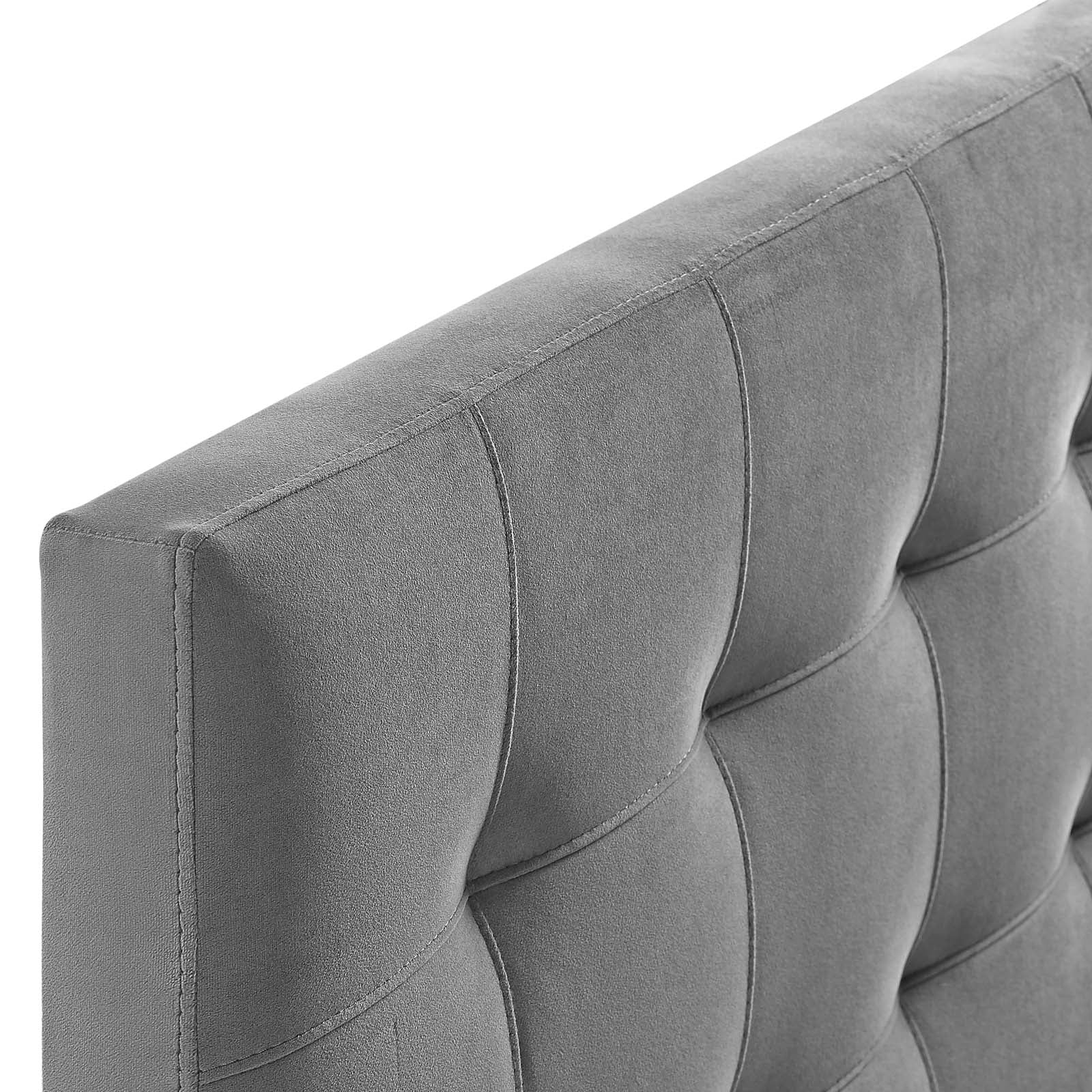 Emily Full Biscuit Tufted Performance Velvet Headboard in Gray