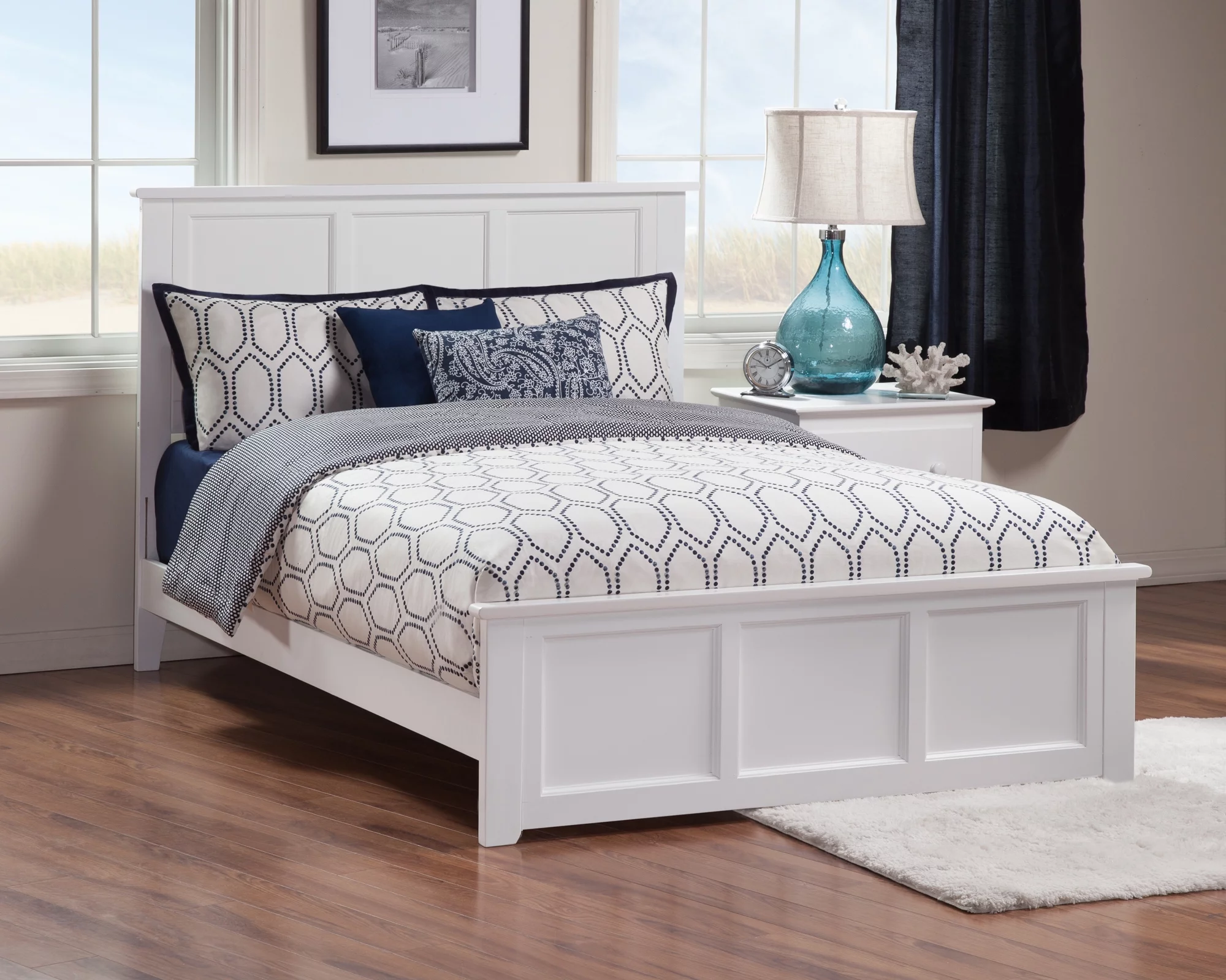 AFI Madison Full Solid Wood Traditional Bed with Matching Headboard Footboard Set in White