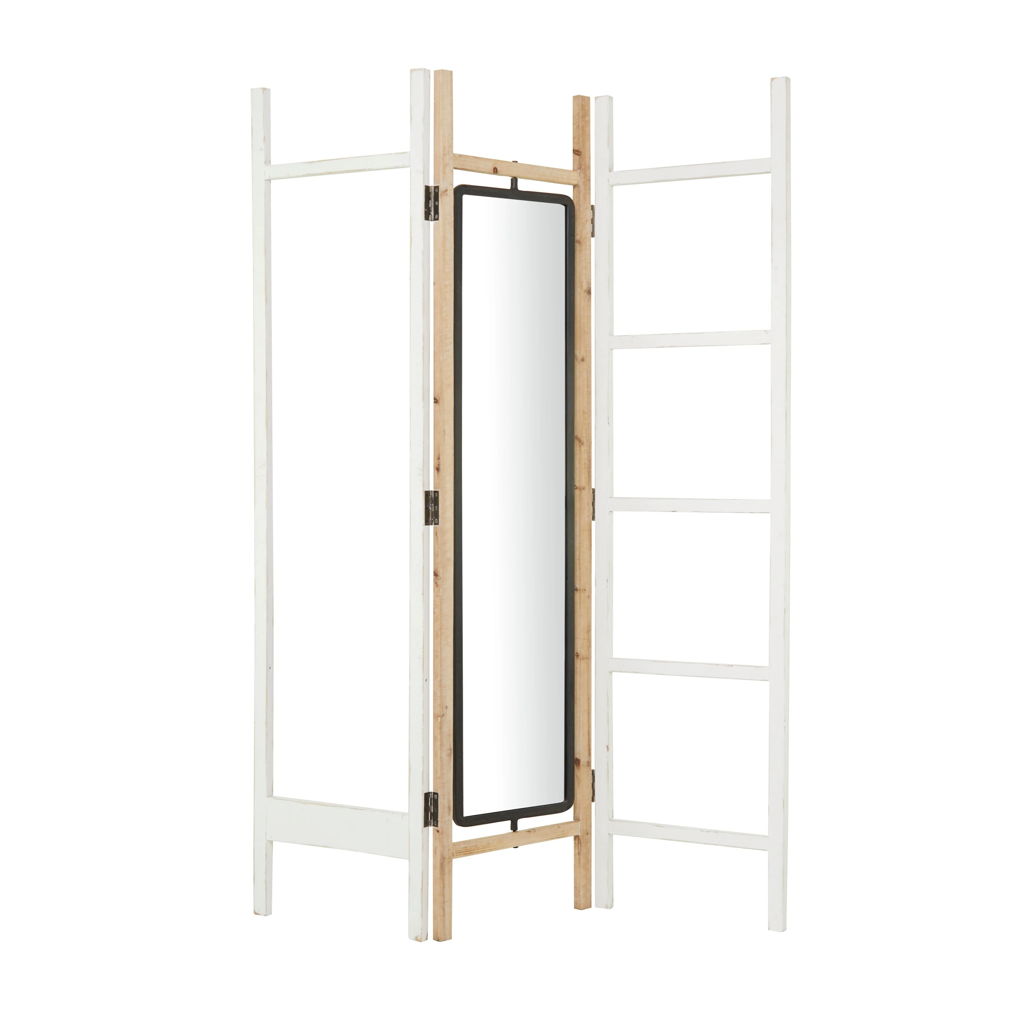 The Novogratz White Wood 3 Panel Room Divider Screen - 55 x 72 x 1