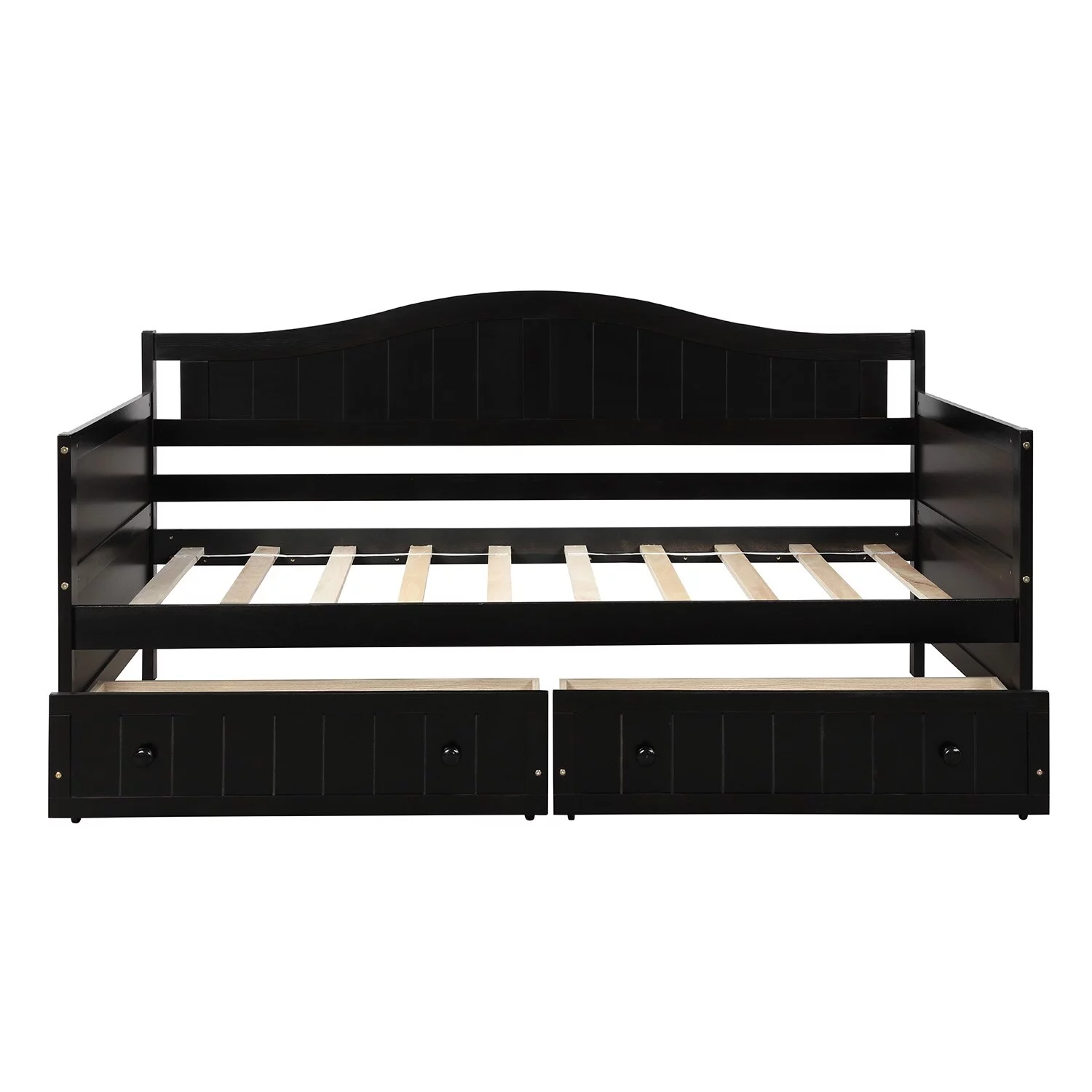 Espresso Sturdy & Durable Wooden Twin Daybed with 2 drawers, Sofa Bed for Bedroom Living Room,No Box Spring Needed