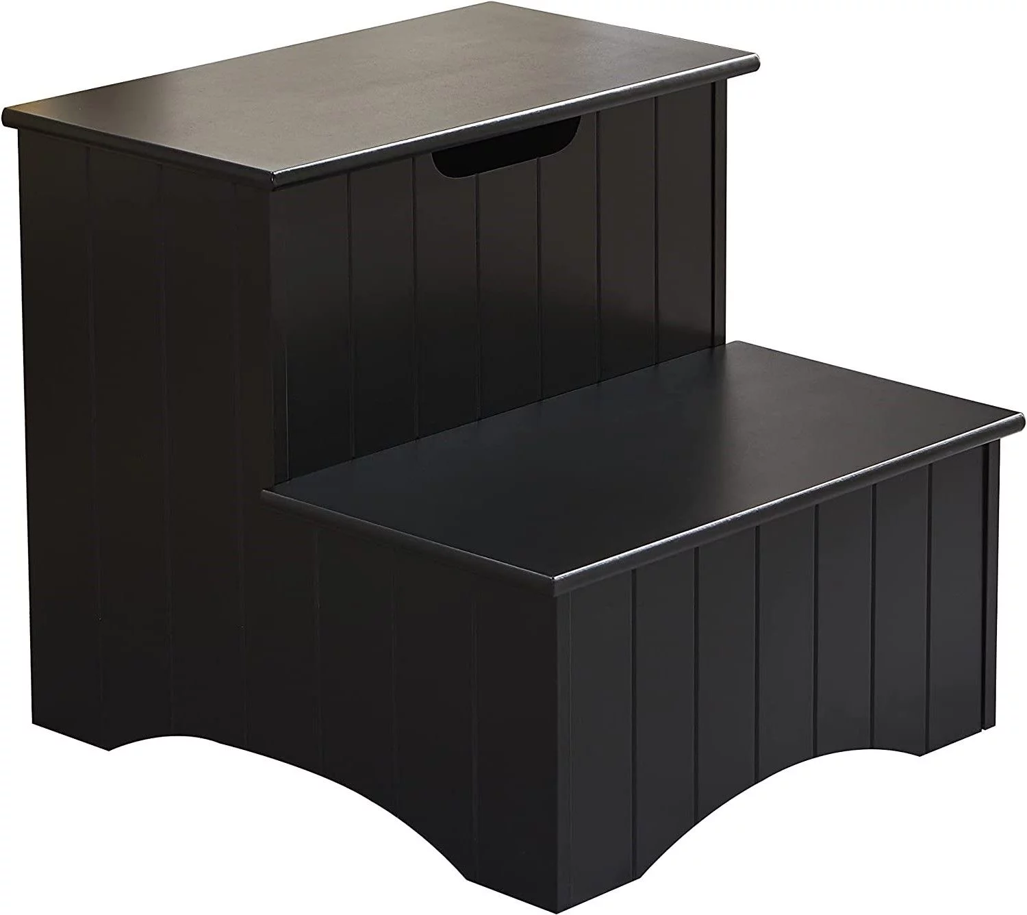 Elgin Contemporary Wooden Bedroom Step Stool with Storage, Black