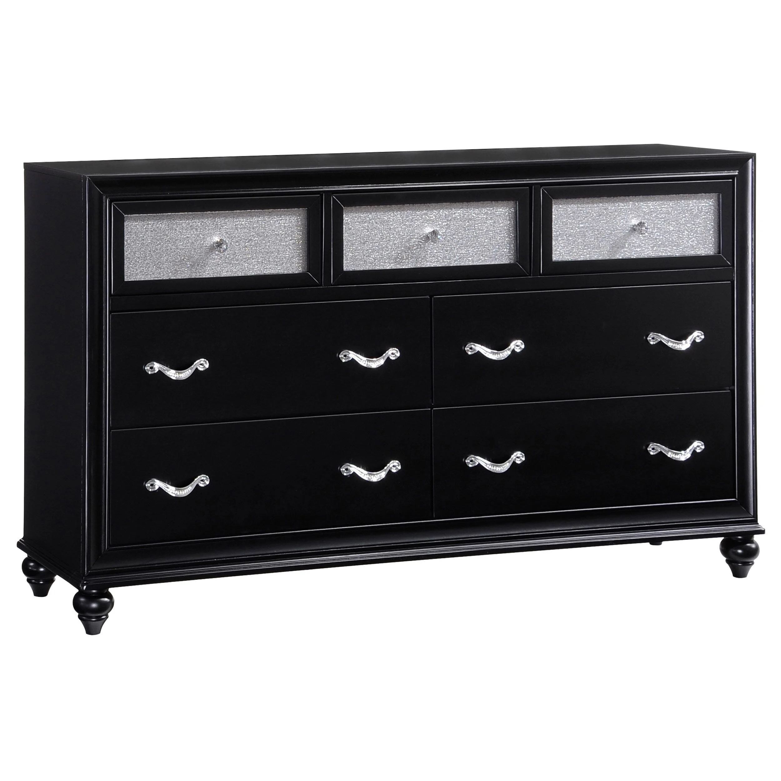 Coaster Barzini 4-Piece Bedroom Set with Upholstered Headboard, Black King