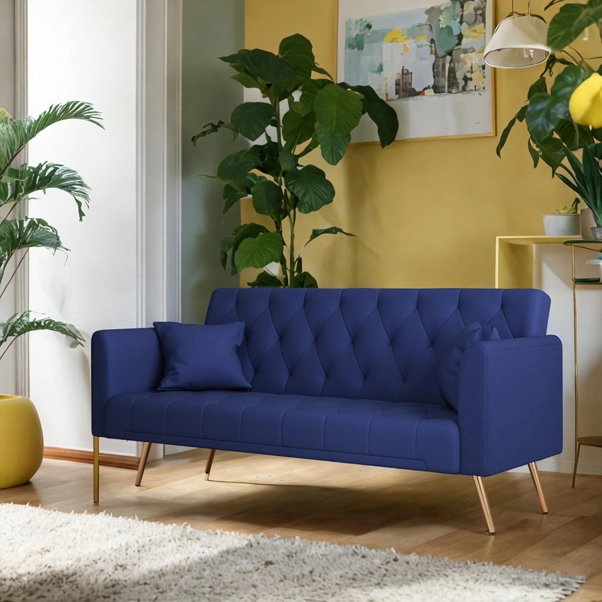 Convertible Double Folding Sofa Bed for Small Spaces Multi-Functional Sofas Adjustable, and Stylish (Blue)