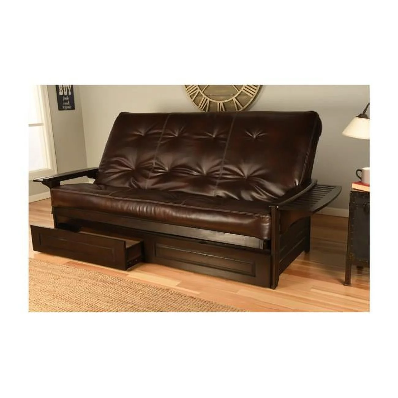 Phoenix Frame Queen-Espresso Finish-Oregon Trail Java Mattress-Storage Drawers