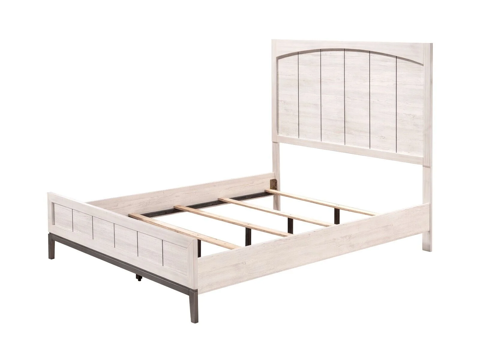 1Pc Beige Finish Queen Size Panel Bed Unique Design Two Tone Finish Bedroom Furniture