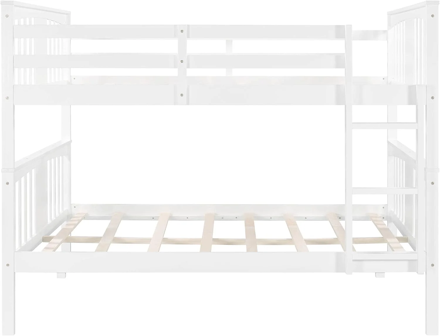 Full Over Full Bunk Bed with Ladder and Safety Rail, Wood Bunk Bed Frame for Bedroom, Dorm,Guest Room Furniture,79.6''L x 56.5''W x 62.9''H
