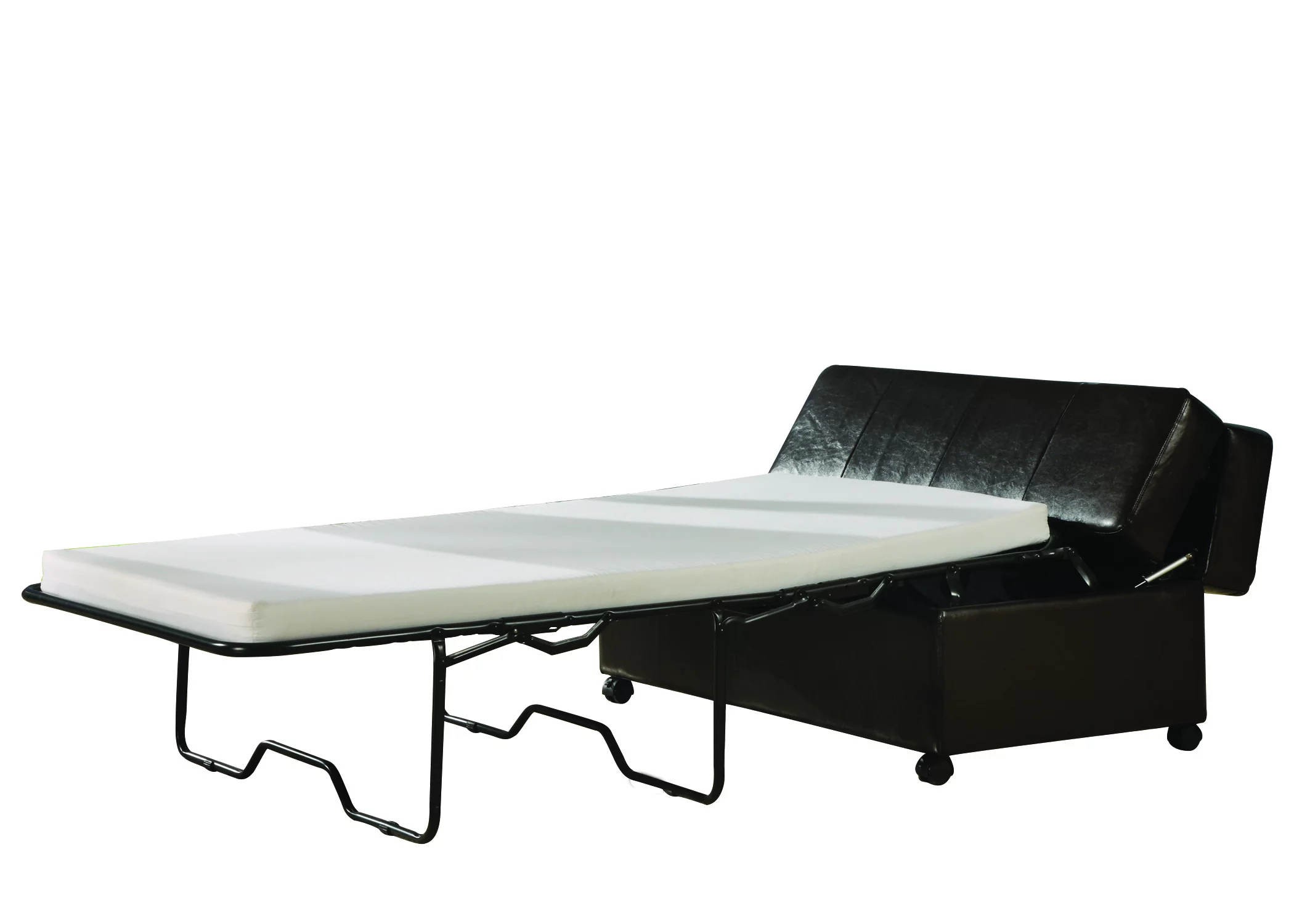 Fold Out Ottoman Sleeper Bed with Mattress - Dark Brown