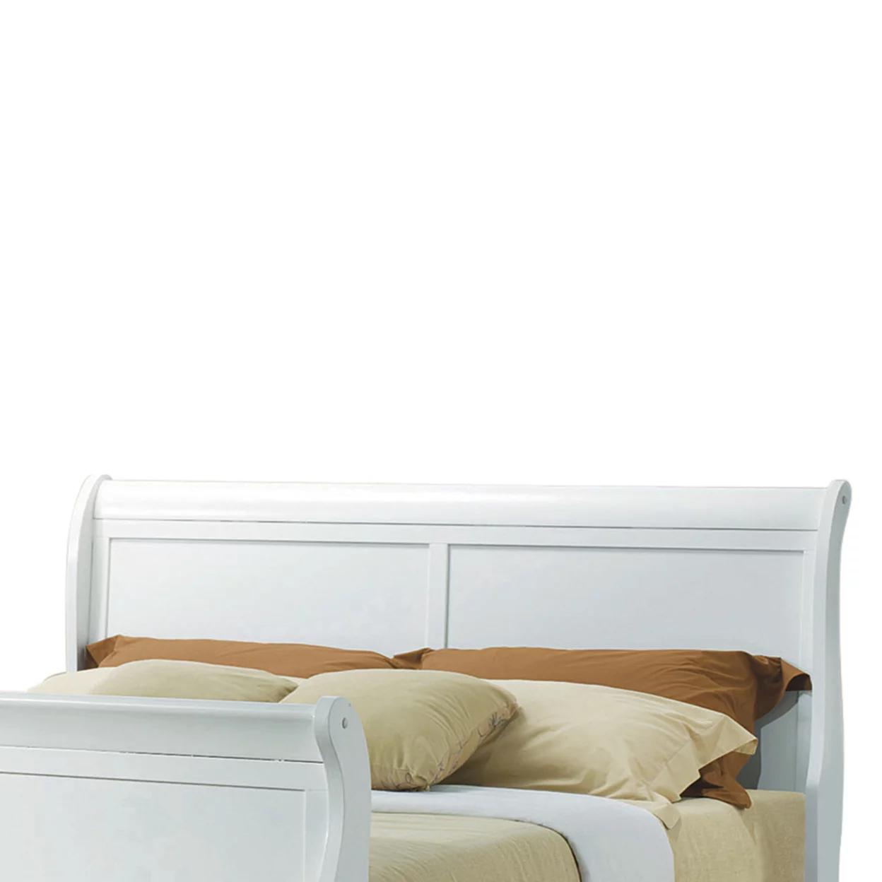 Traditional Style Full Size Wooden Bed with Bevelled Edges White- Saltoro Sherpi