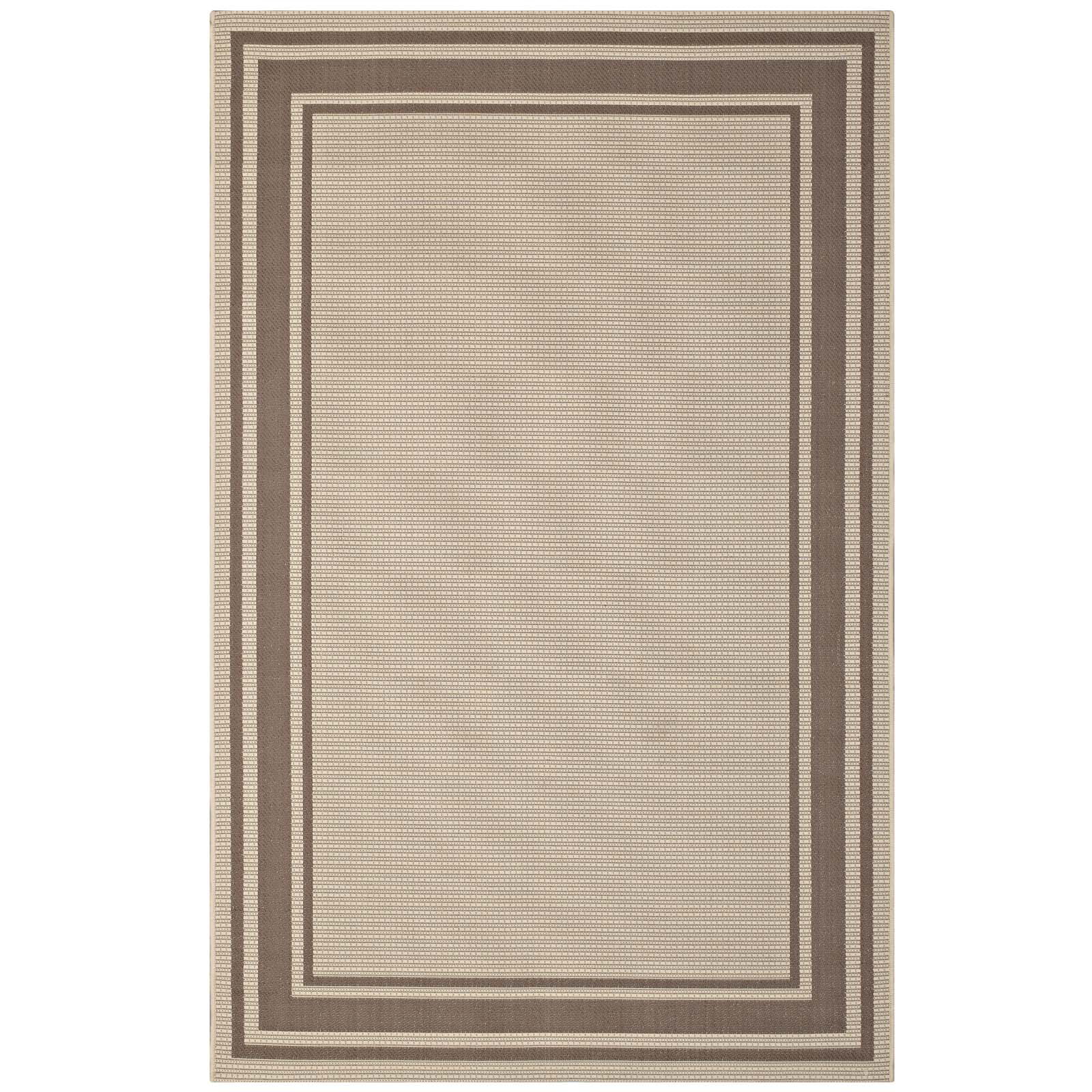 Modway Rim Solid Border 8x10 Indoor and Outdoor Area Rug in Light and Dark Beige