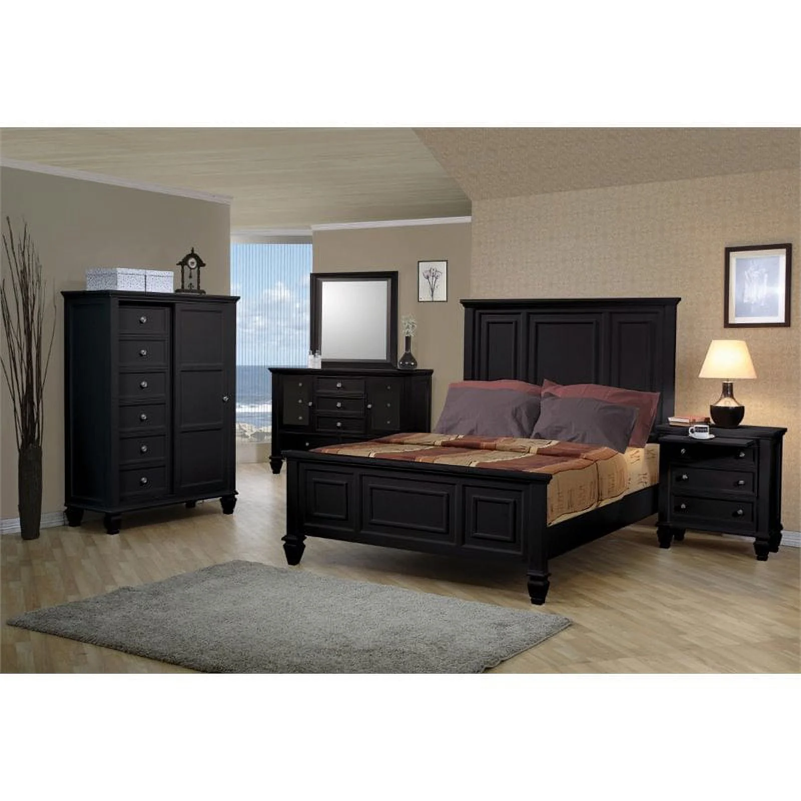 Sandy Beach Bedroom Set with High Headboard