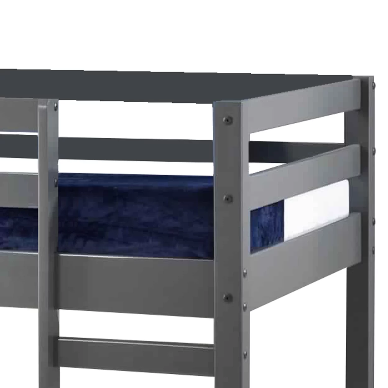 Twin Wooden Frame Loft Bed with Built In Ladder, Gray- Saltoro Sherpi