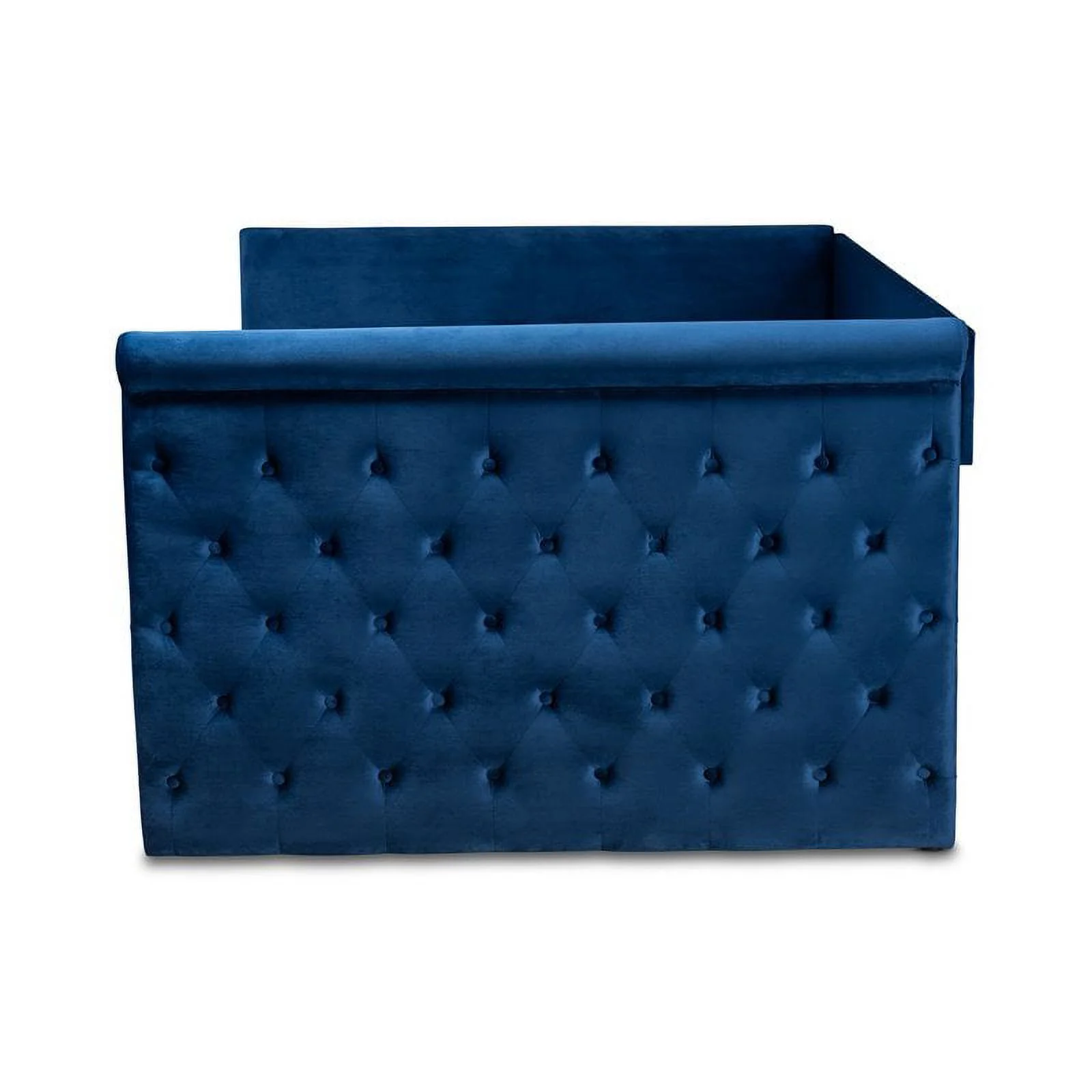 Allora Velvet Queen Size Daybed with Rolled Arms in Navy Blue