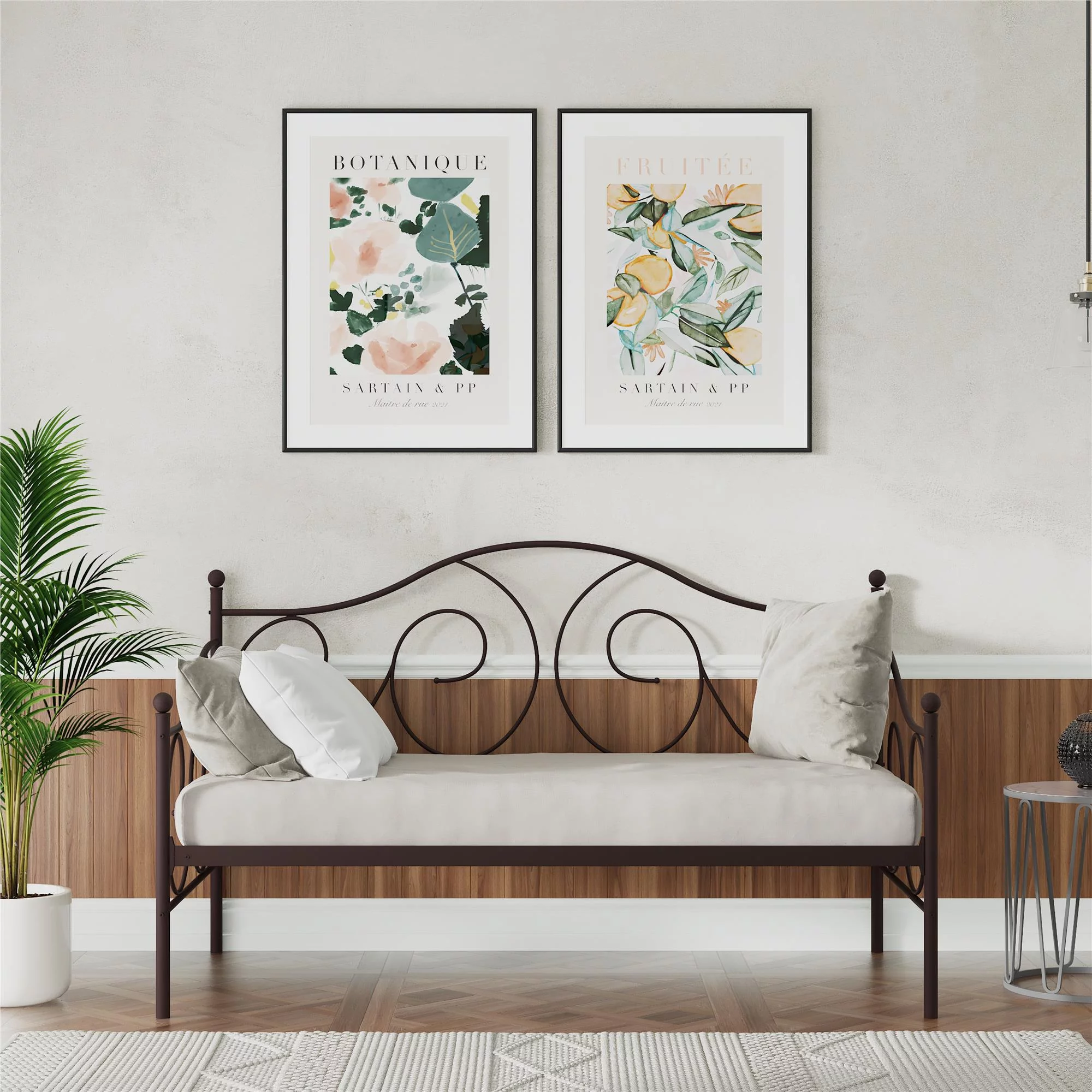 DHP Victoria Metal Daybed, Twin, Under Bed Storage, Bronze