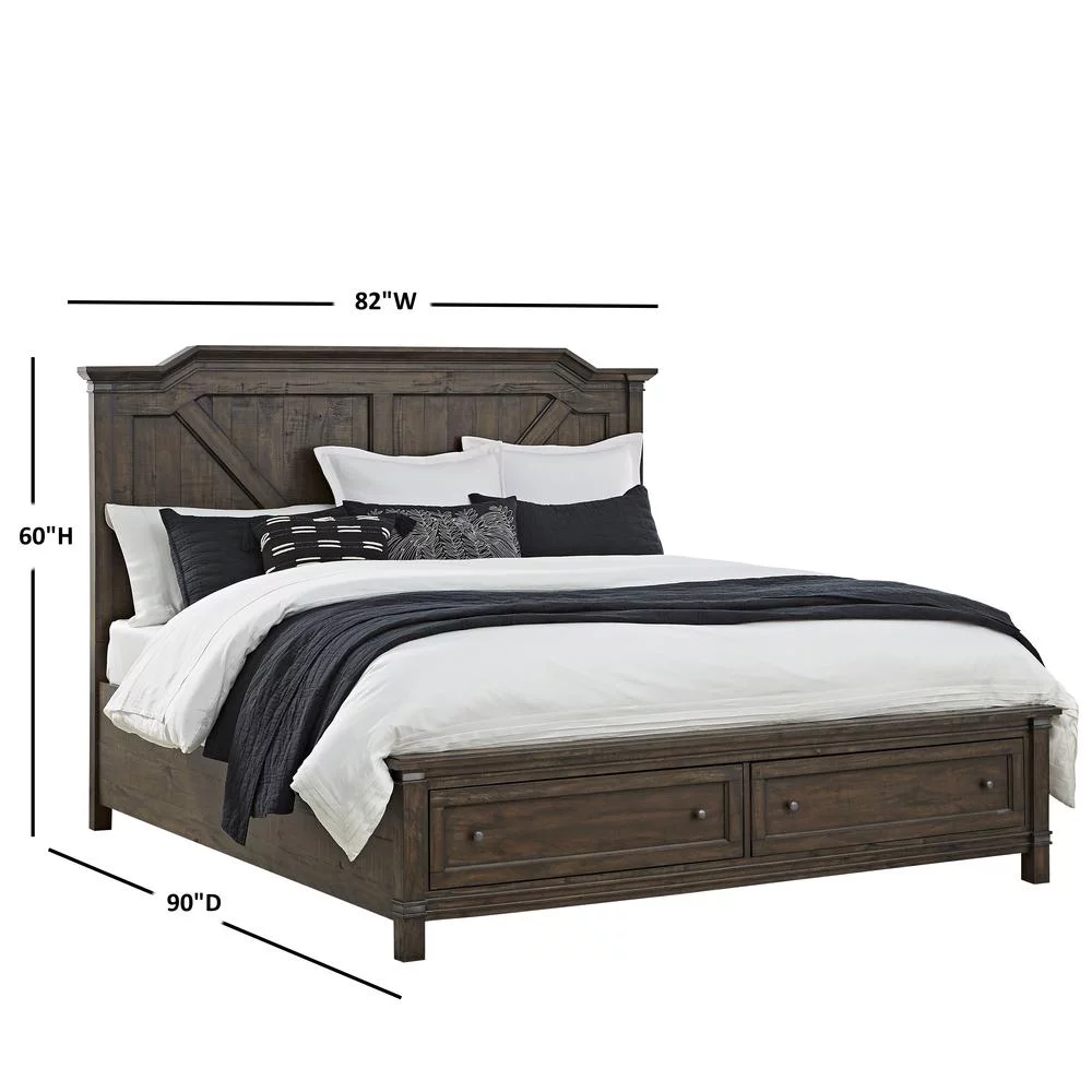 American Woodcrafters Farmwood Rustic Brown Wood King Storage Bed